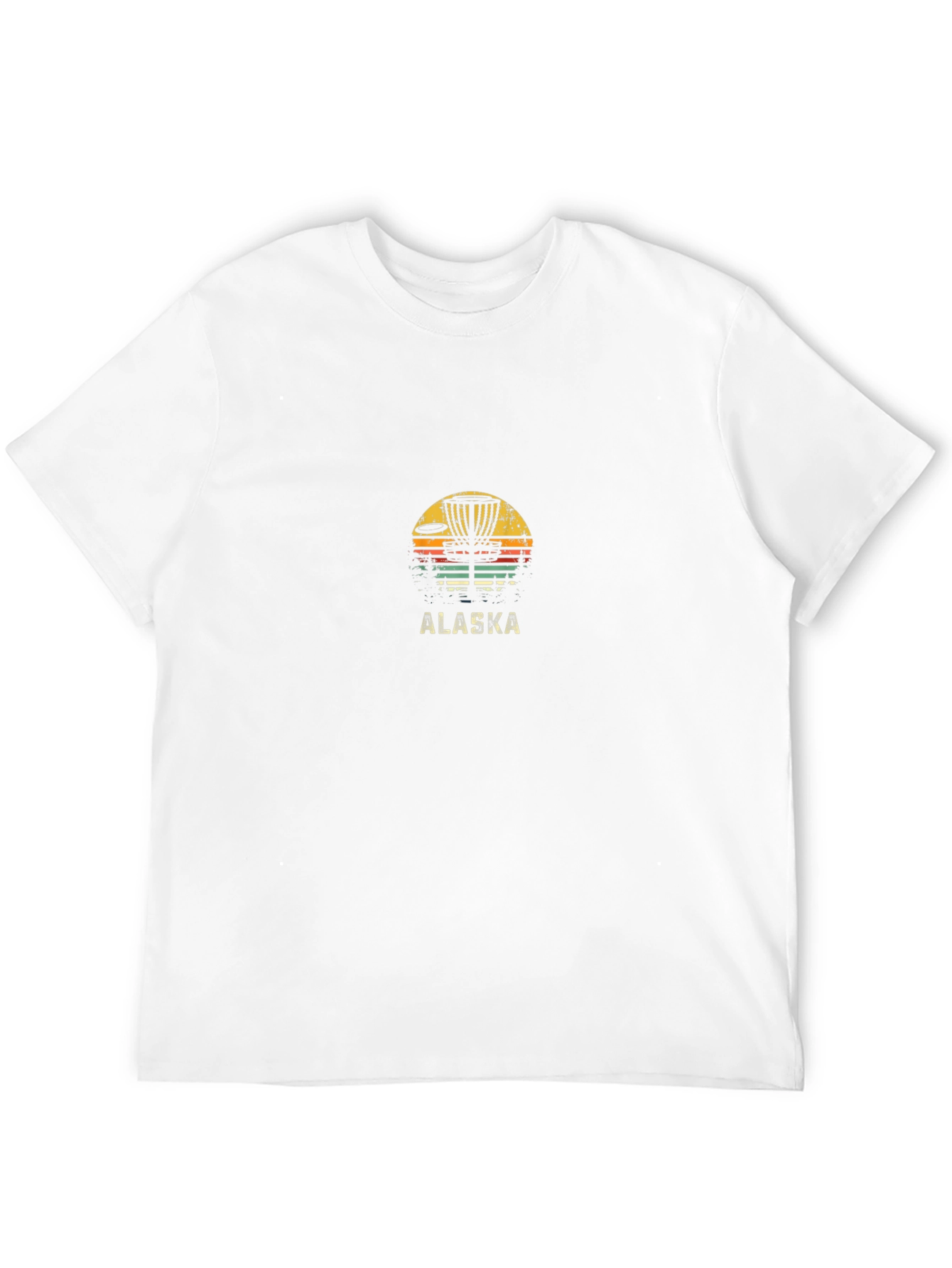Black Alaska Disc Golf T-Shirt Vintage Sunset Design view 12