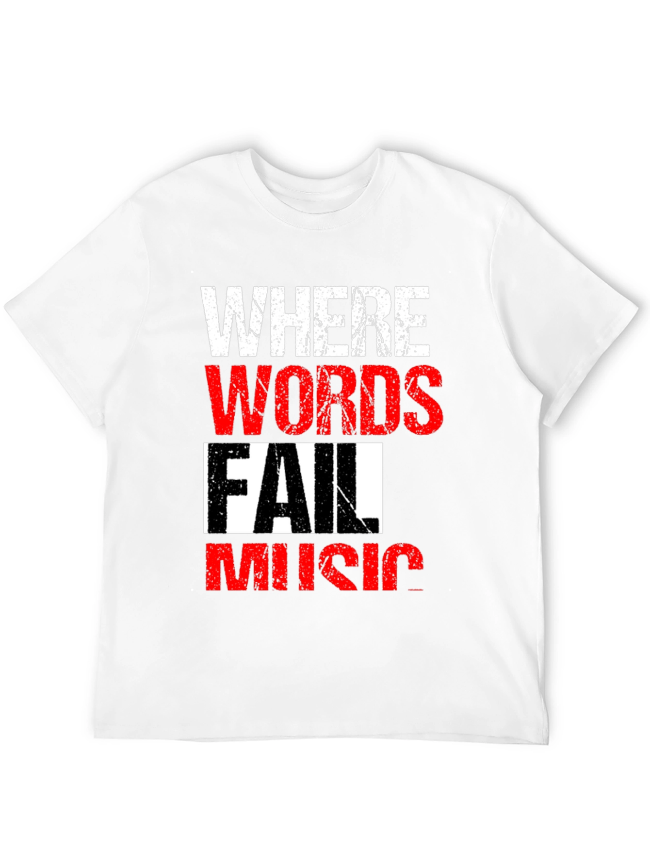 Black Where Words Fail Music Men's Black T-Shirt view 12