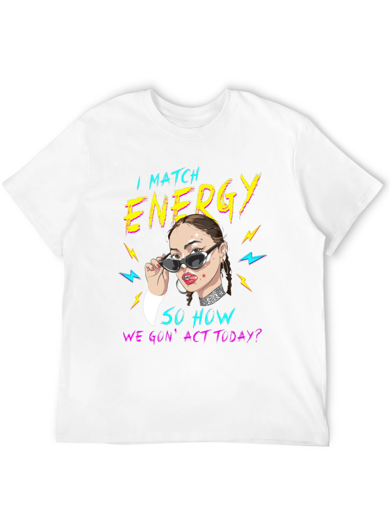 Black I Match Energy Graphic Tee - Black Unisex T-Shirt view 12