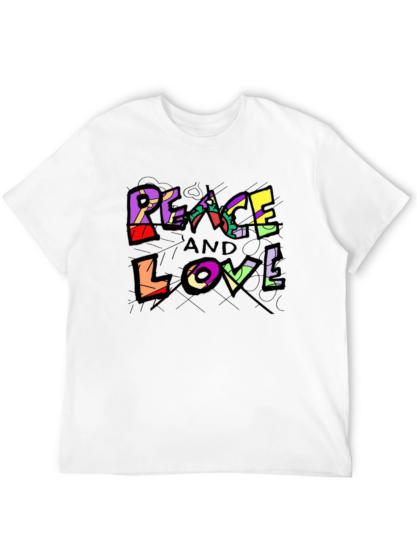 Black Peace and Love Graphic Tee - Black Unisex T-Shirt view 12