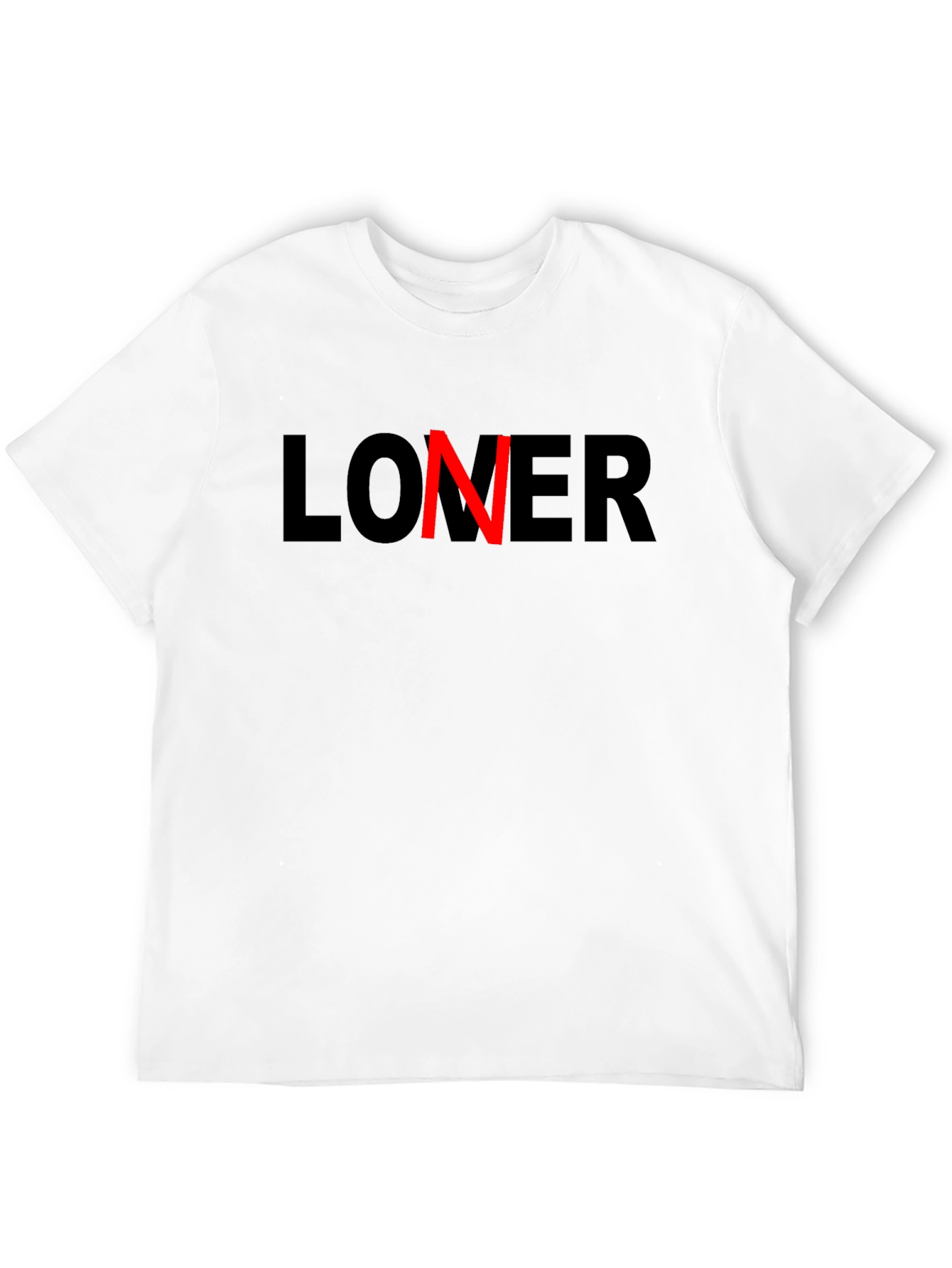 Black Loner T-Shirt - Cotton Blend Crew Neck Tee view 12
