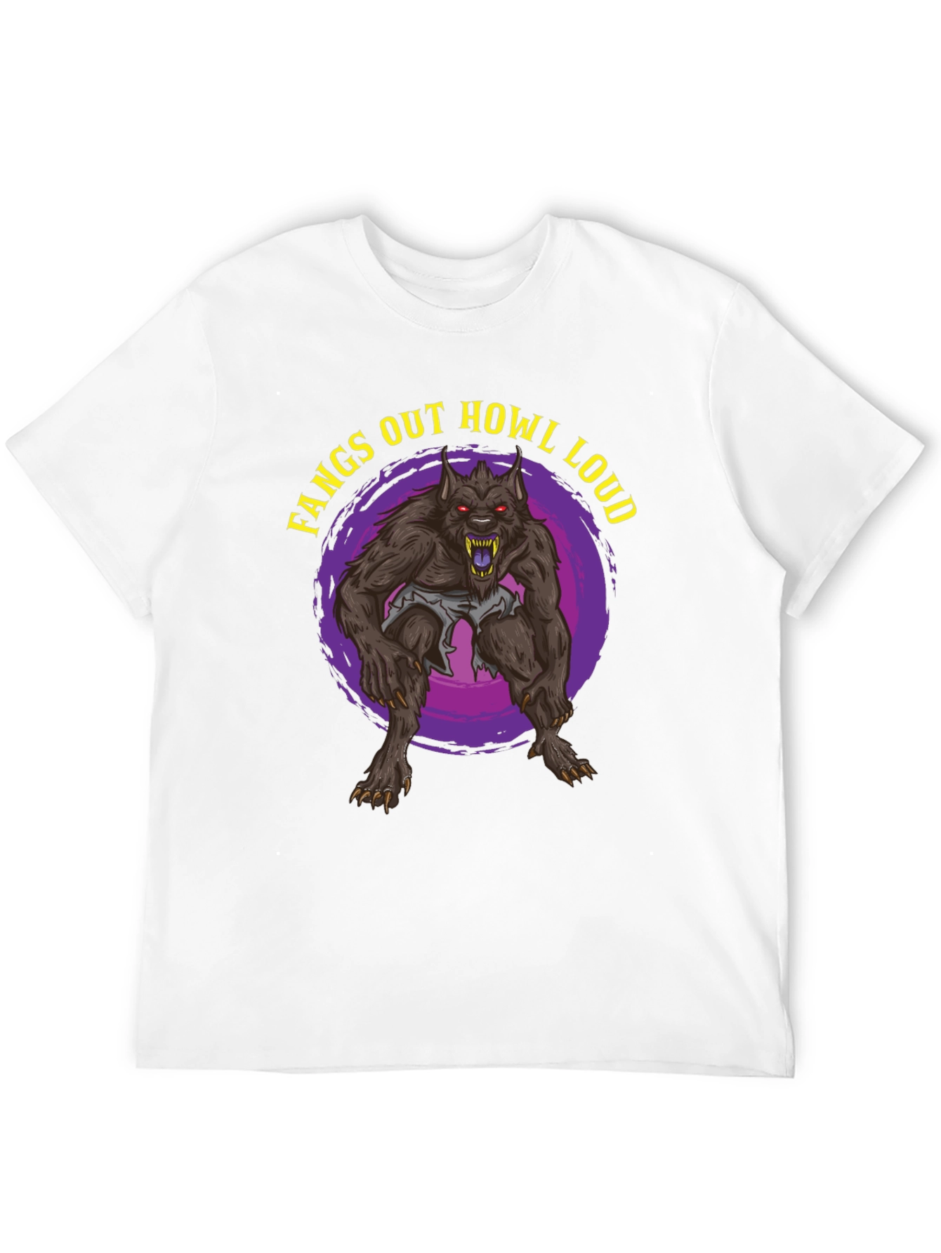 Black Fangs Out Howl Loud Werewolf T-Shirt view 12