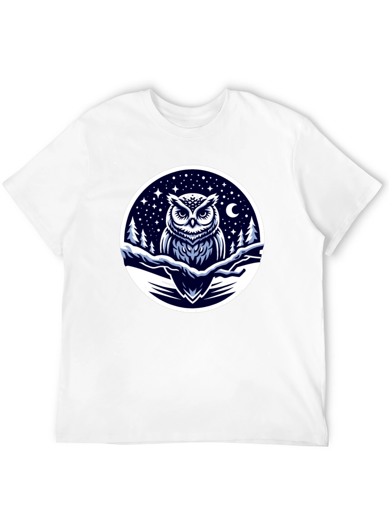 Black Owl Night Sky Graphic Tee - Black Cotton Blend view 12