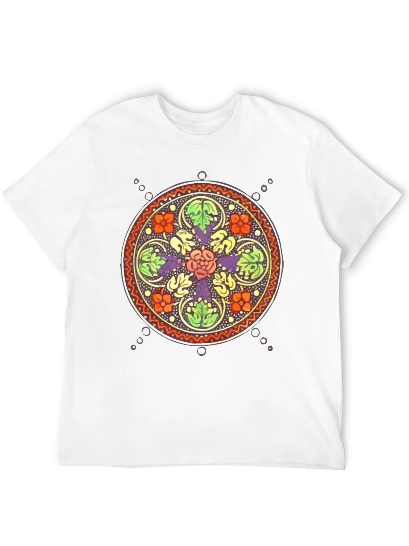 Black Floral Mandala Graphic Black T-Shirt view 12
