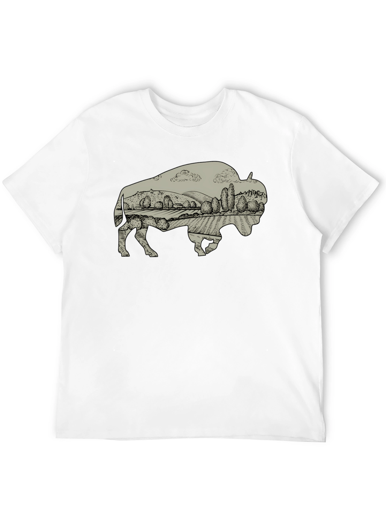 Black Bison Landscape Graphic T-Shirt - Casual Style view 12