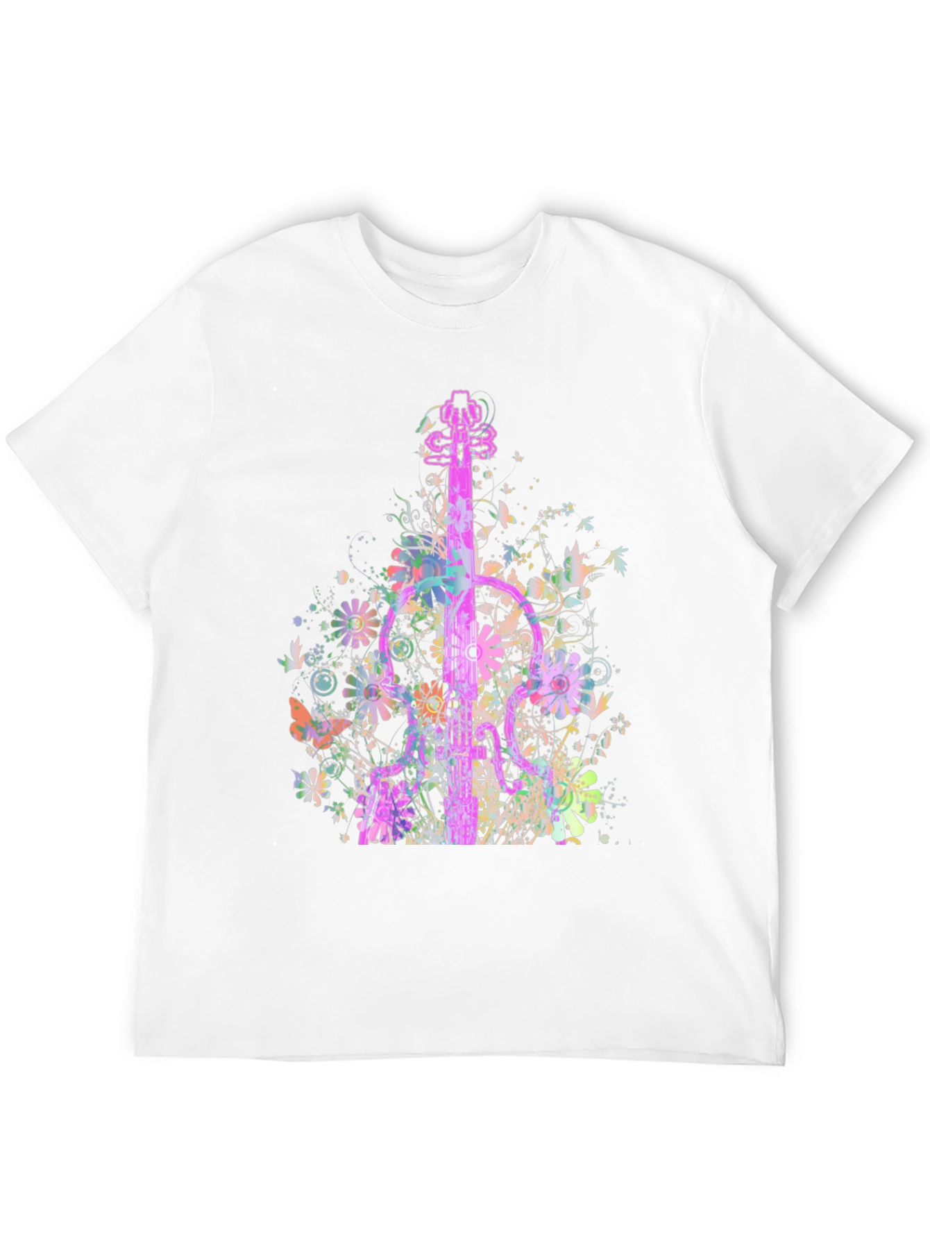 Black Floral Guitar Graphic T-Shirt view 12