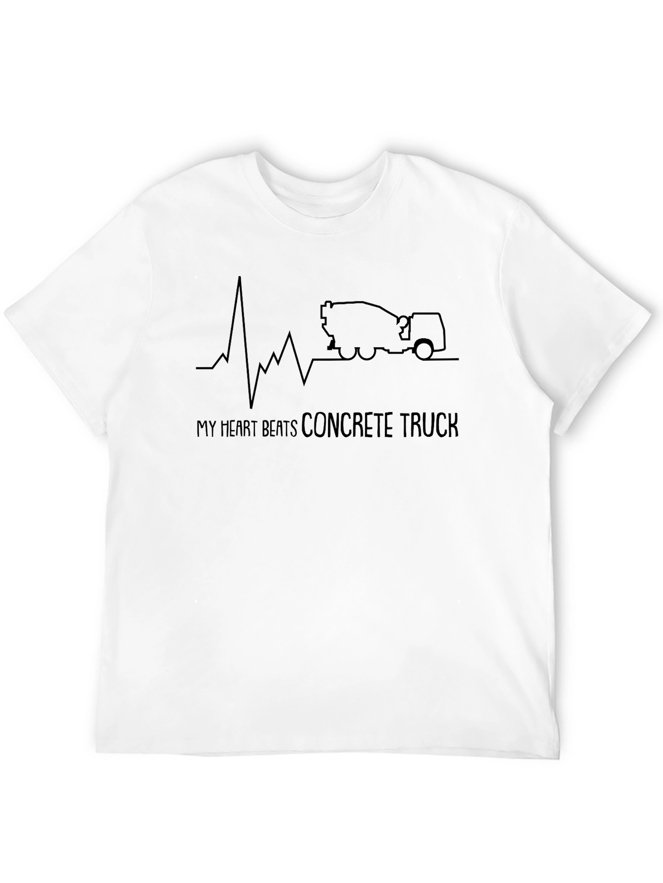 Black Concrete Truck Heartbeat T-Shirt - Black view 12