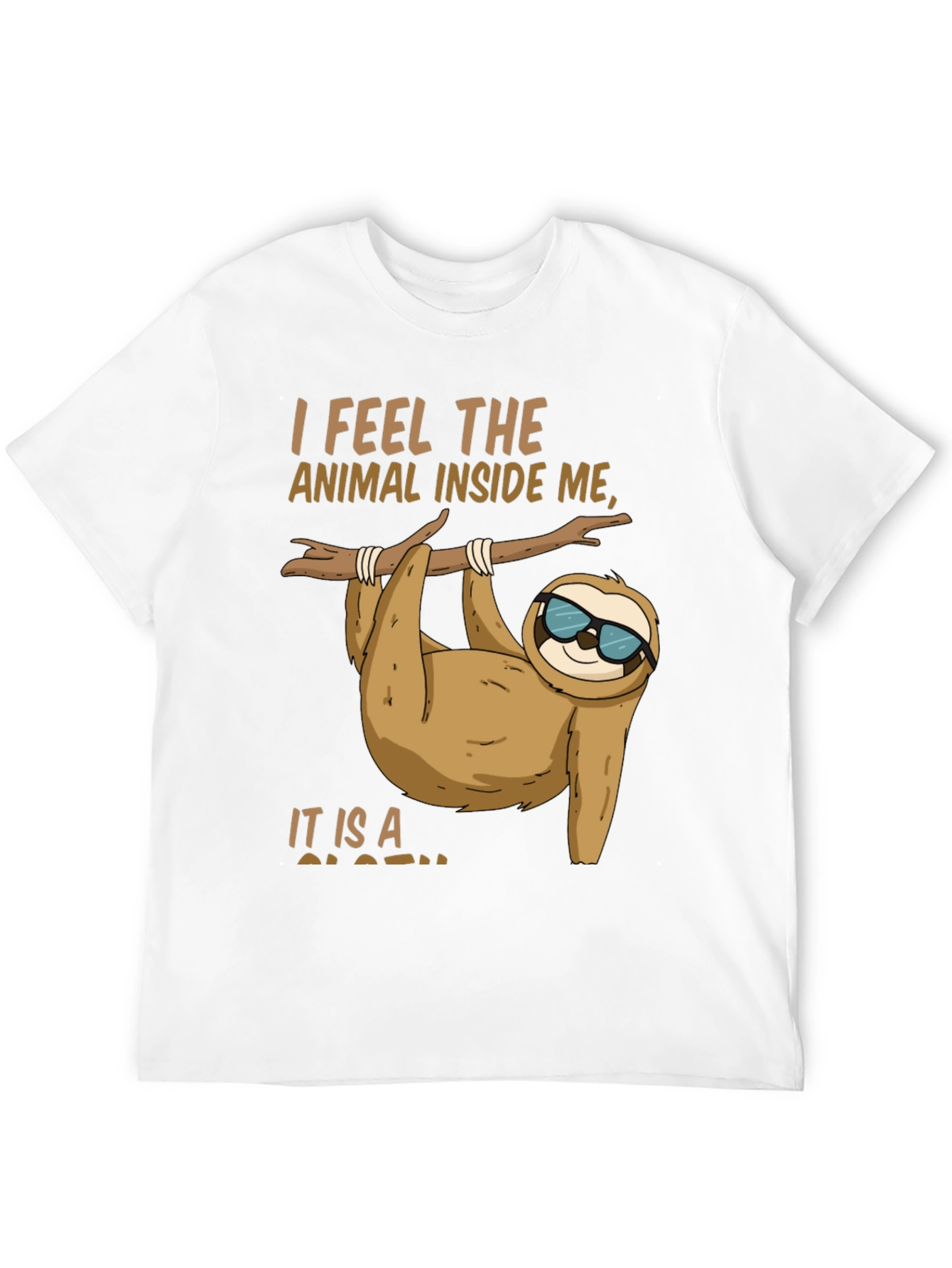 Black Funny Sloth T-Shirt - I Feel the Animal Inside Me view 12