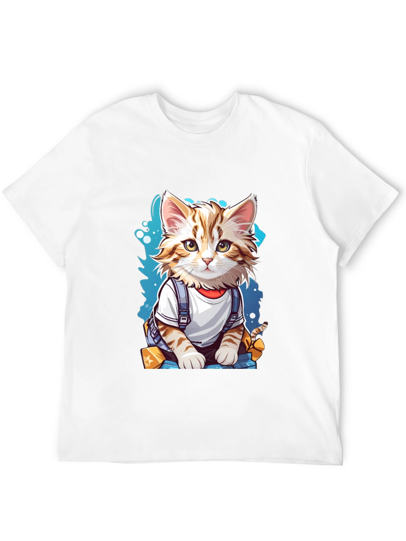 Black Cute Cartoon Cat T-Shirt view 12