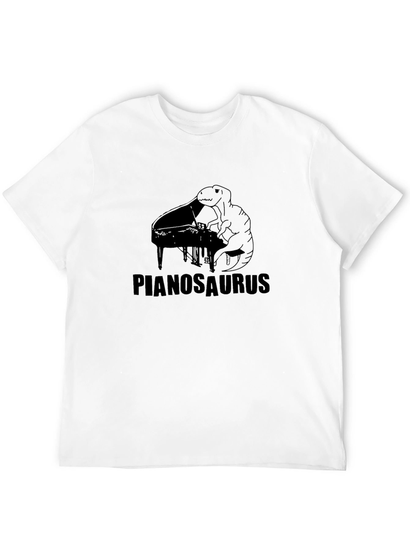Black Pianosaurus Black T-Shirt - Dinosaur Piano Player Tee view 12