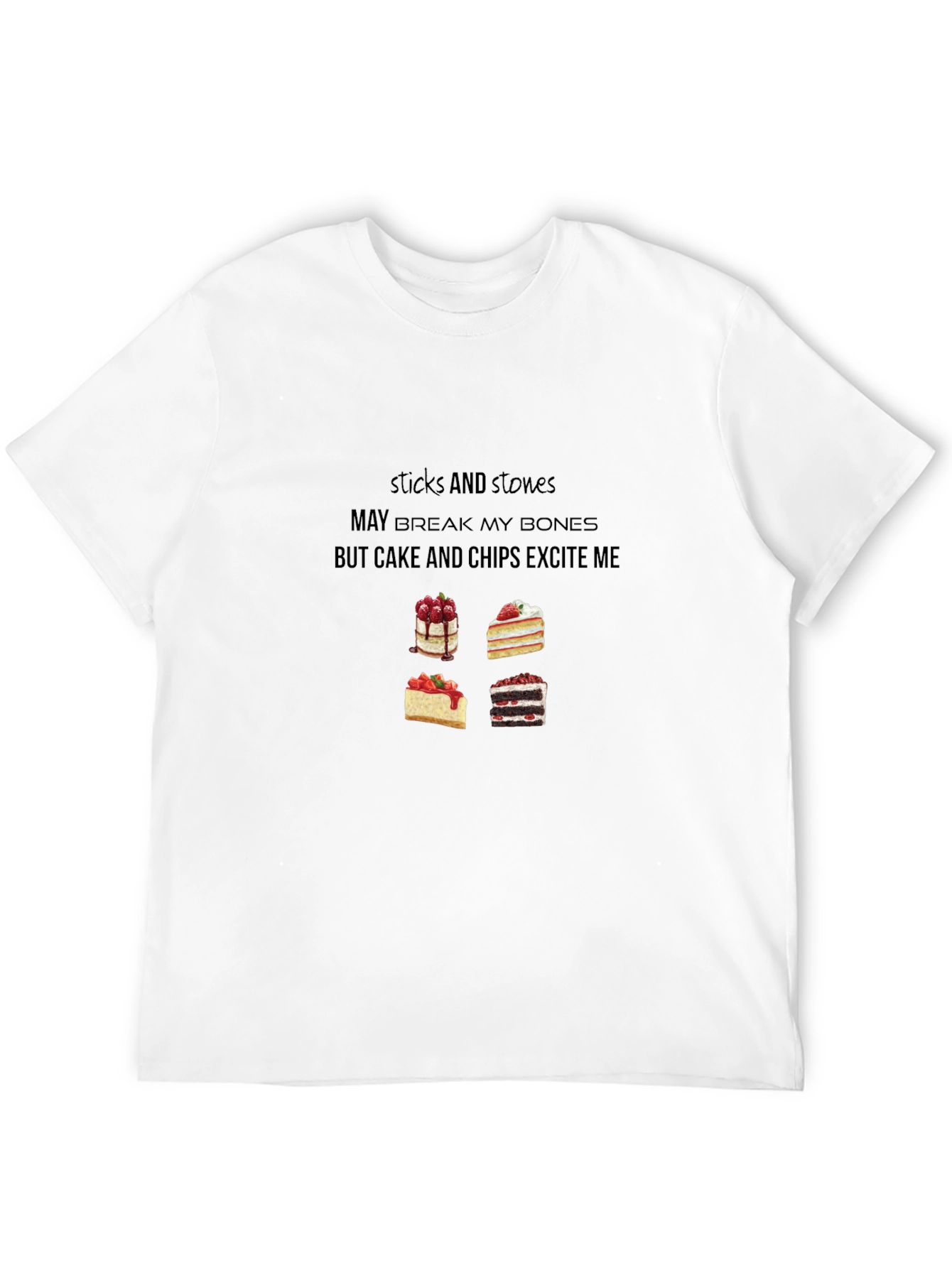 Black Cake & Chips Excite Me T-Shirt - Funny Slogan Tee view 12