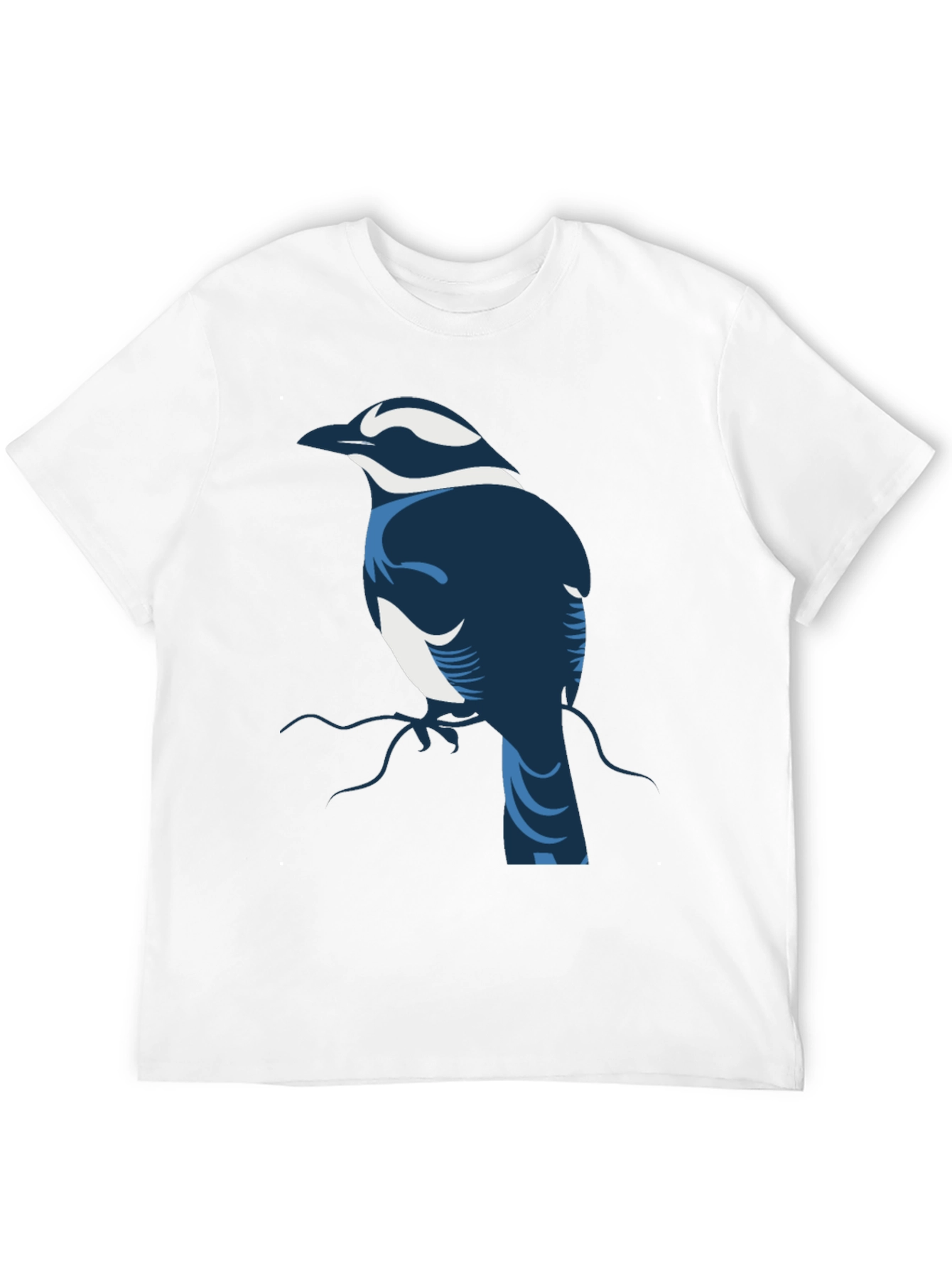 Black Stylized Bird Graphic Tee - Black Cotton Blend view 12