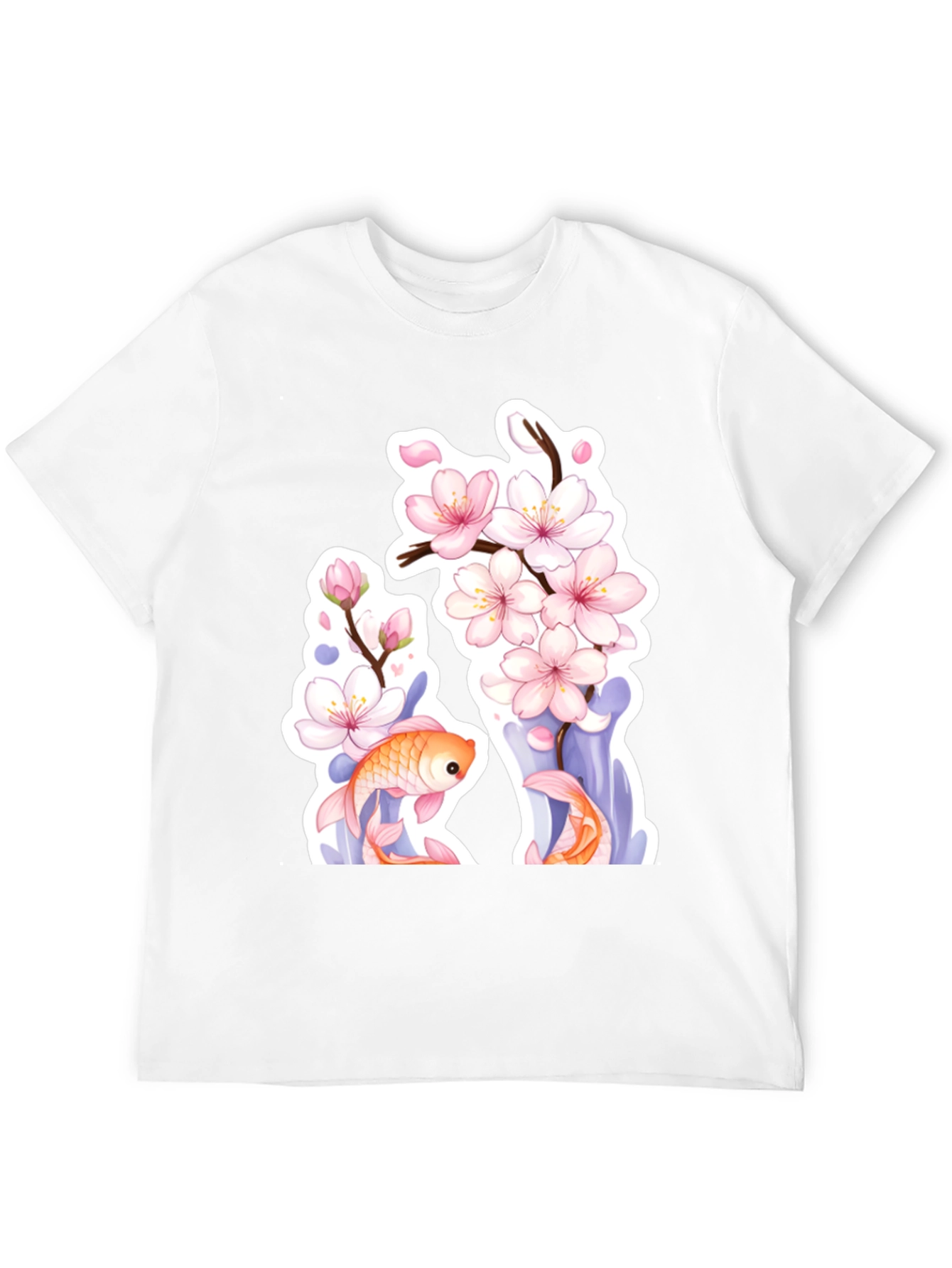 Black Cherry Blossom Koi Fish Graphic Tee view 12