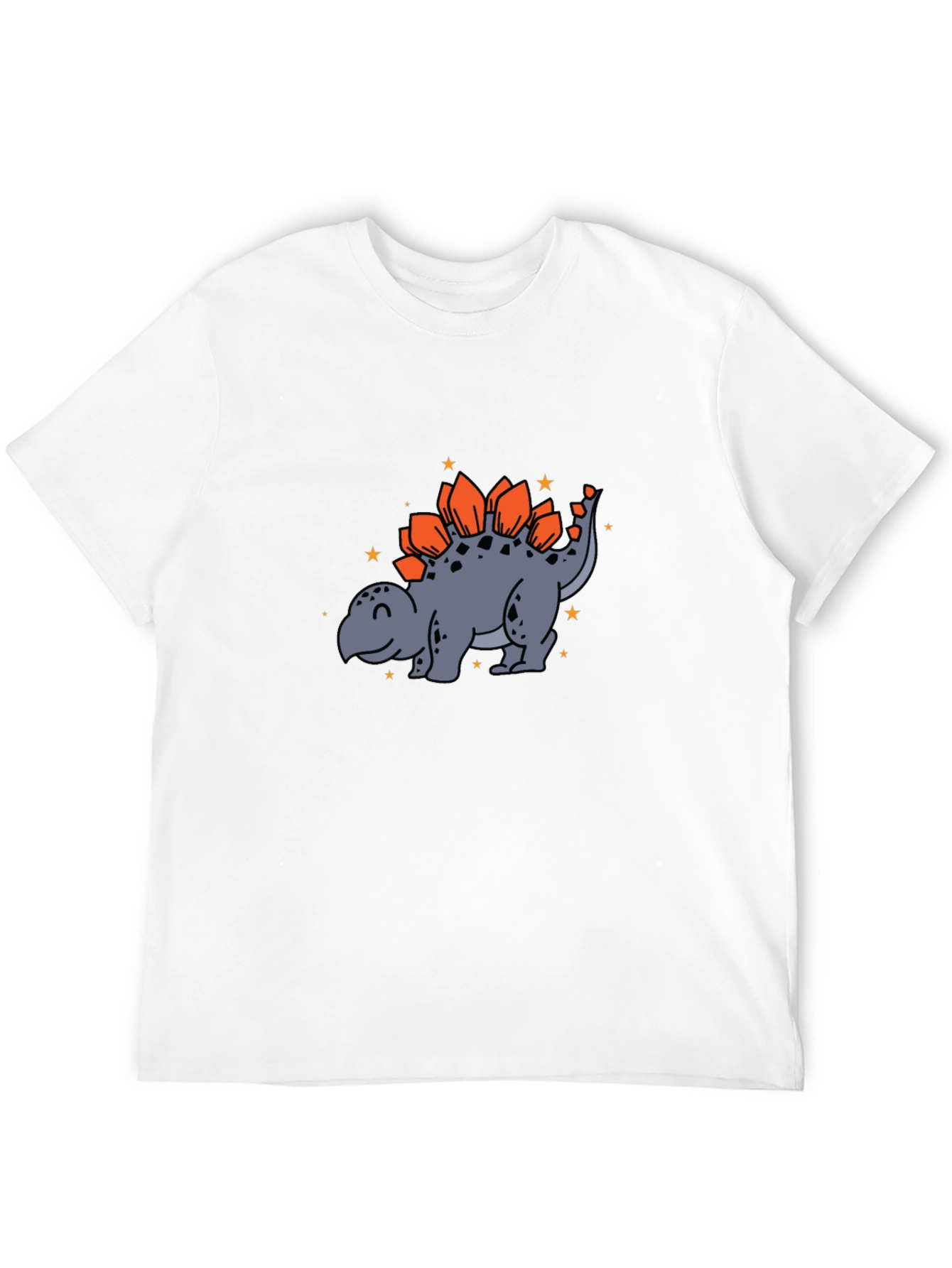 Black Cartoon Stegosaurus Graphic T-Shirt view 12