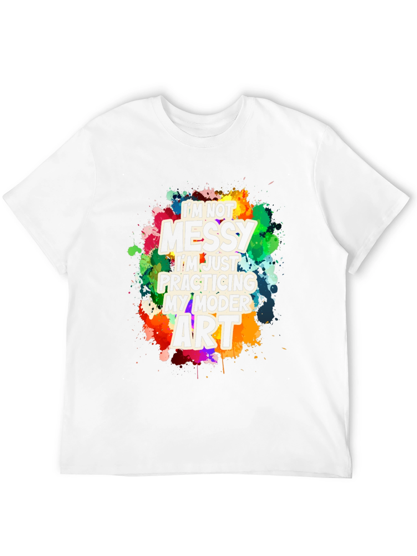 Black Funny Modern Art Messy T-Shirt view 12