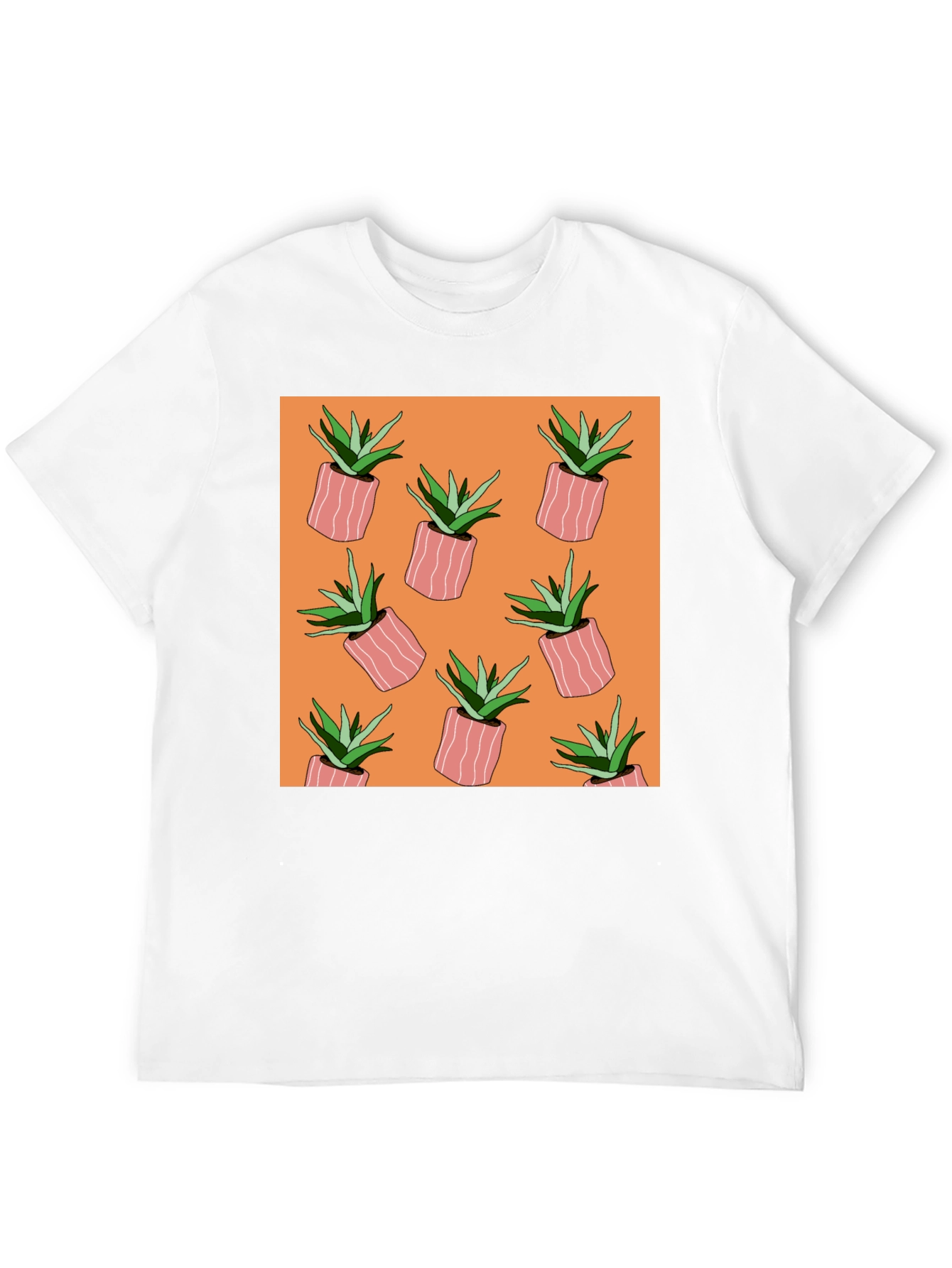 Black Succulent Plant Pattern Black T-Shirt view 12