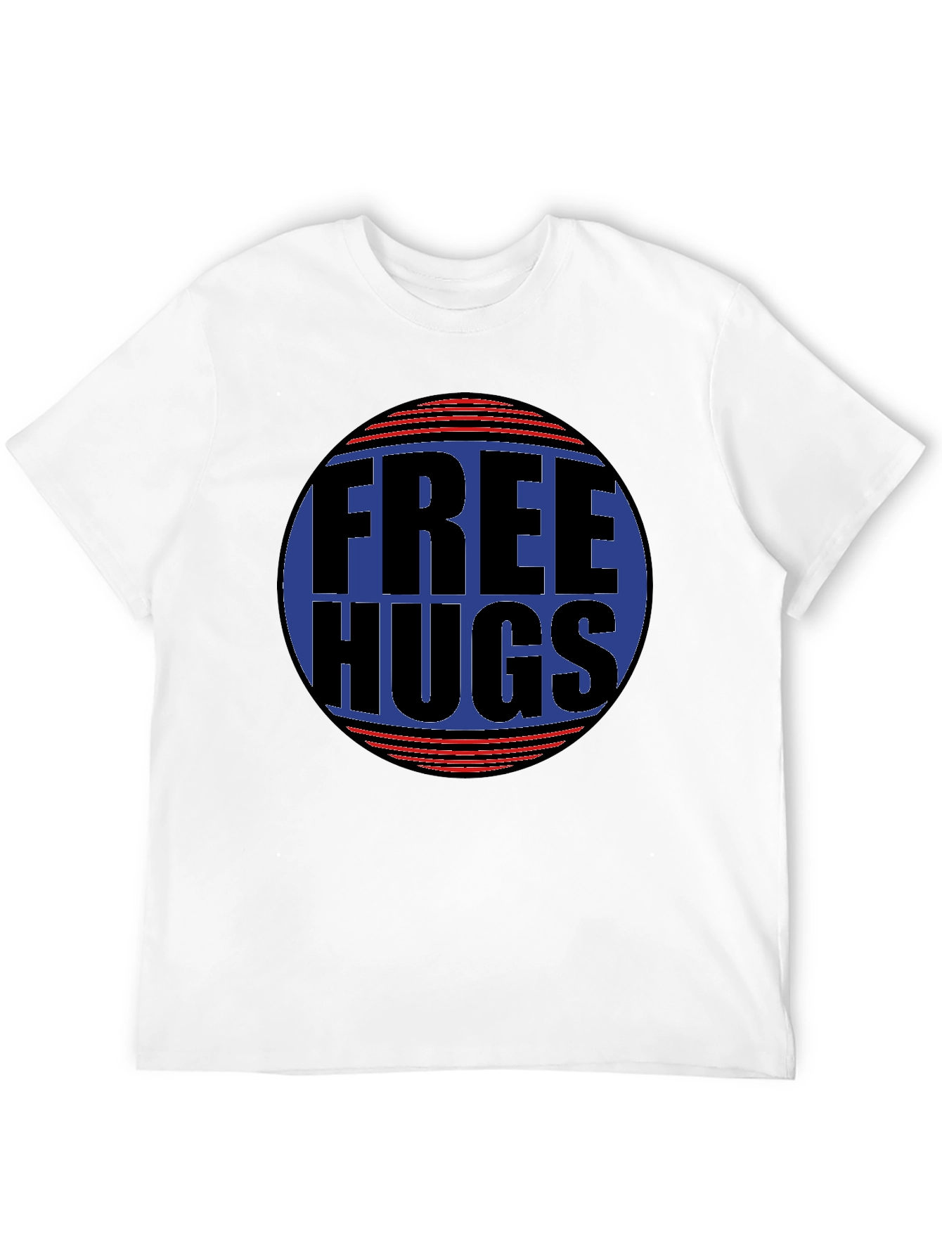 Black Free Hugs Graphic T-Shirt - Black Cotton Blend Casual Tee view 12
