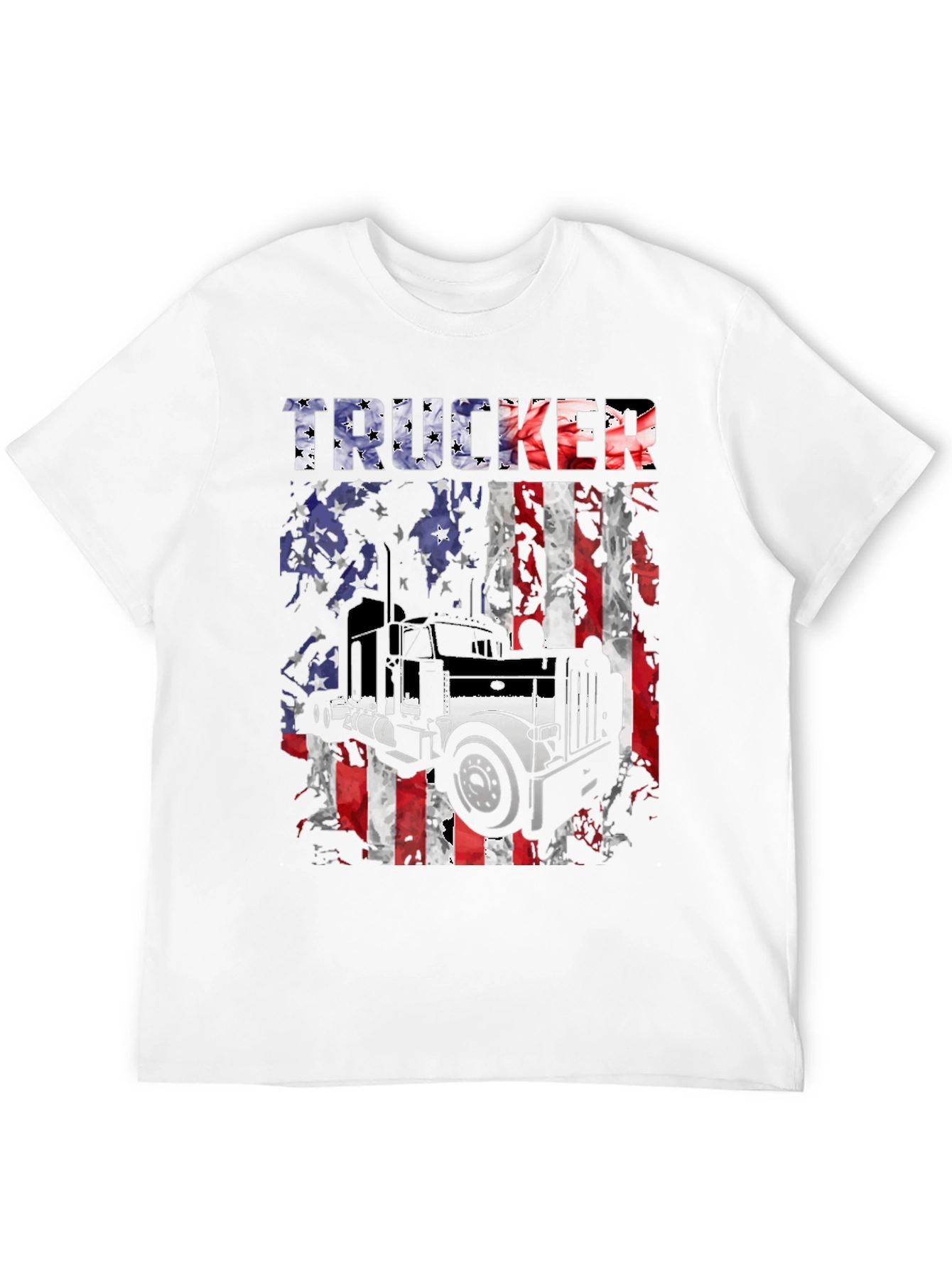 Black Trucker American Flag Graphic T-Shirt view 12