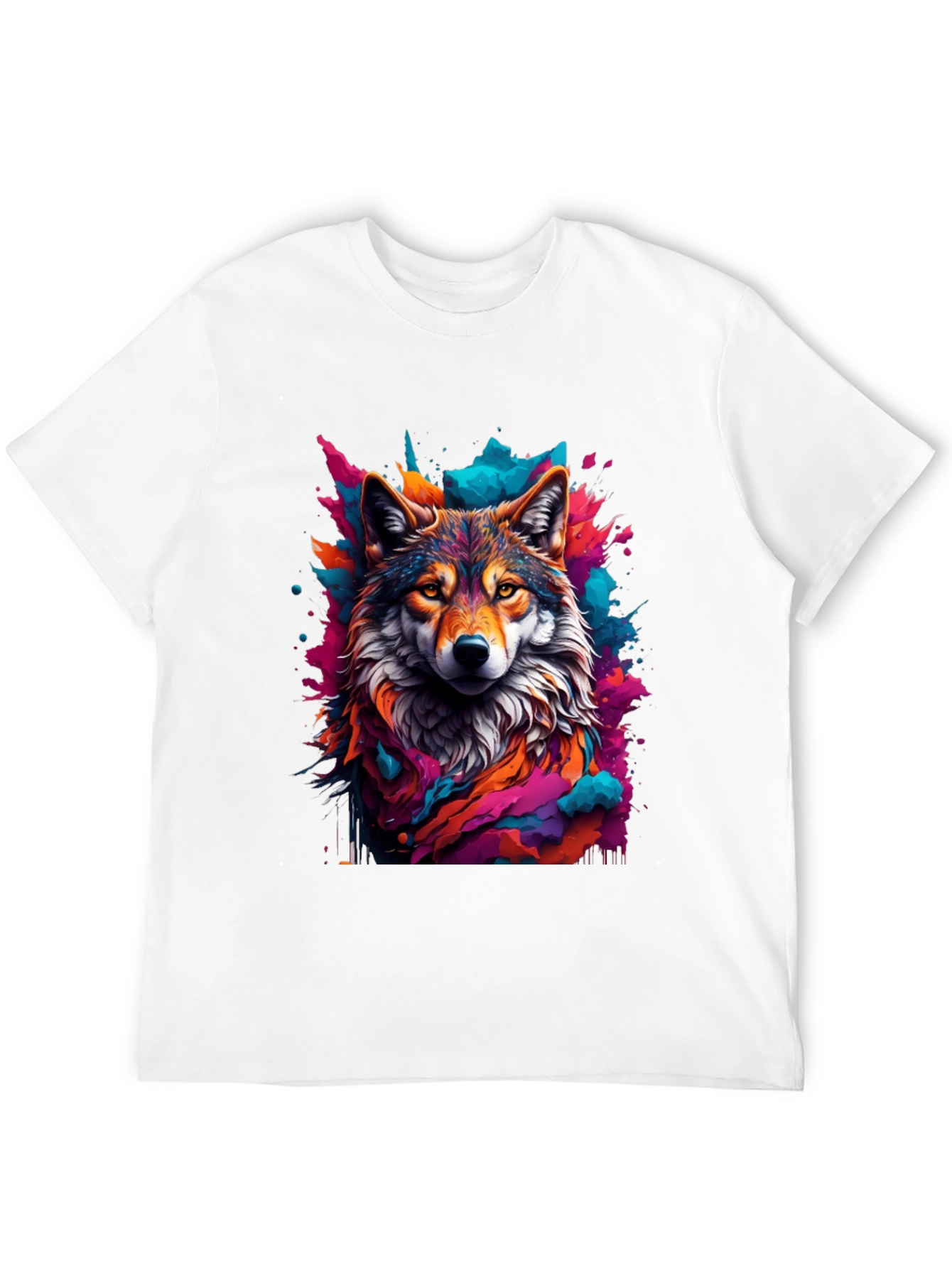 Black Wolf Art Graphic Black Tee - Vibrant Men's T-Shirt view 12