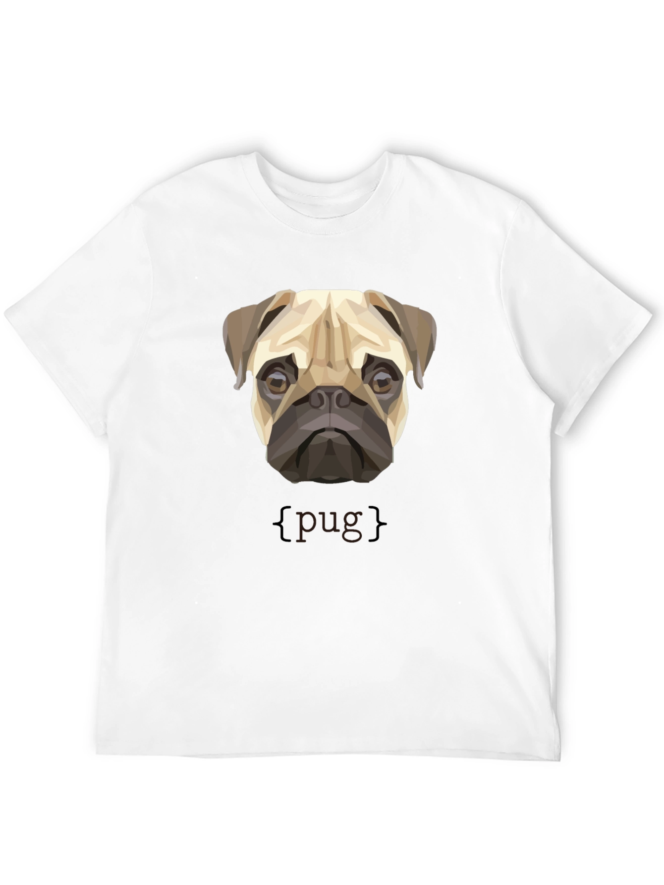 Black Geometric Pug Dog Graphic Print T-Shirt view 12