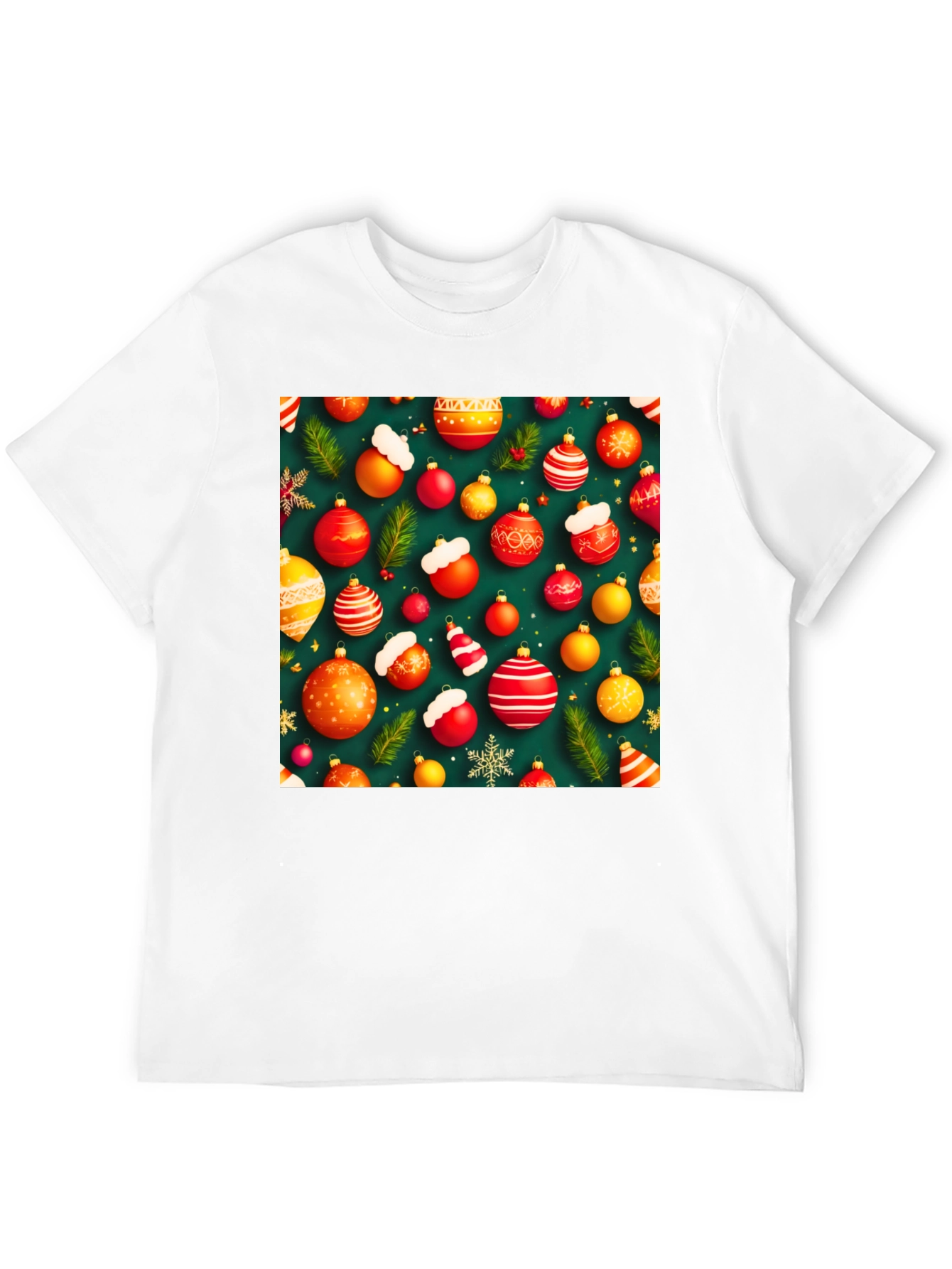 Black Festive Holiday Ornament Pattern T-Shirt view 12