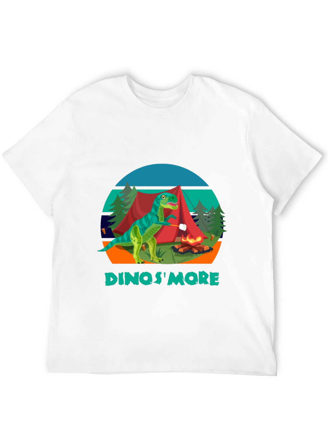 Black Dinos'More Black T-Shirt - Camping Dinosaur view 12