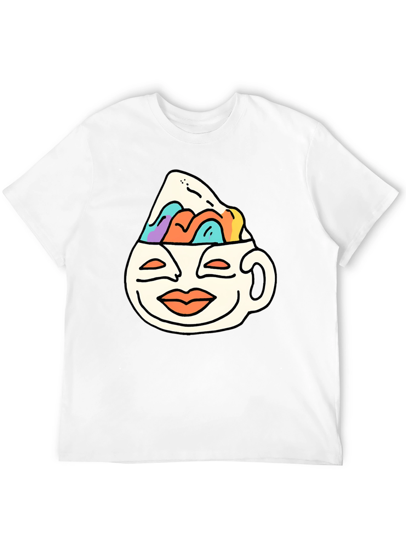 Black Quirky Graphic Tee - Coffee Cup Mountain Design view 12