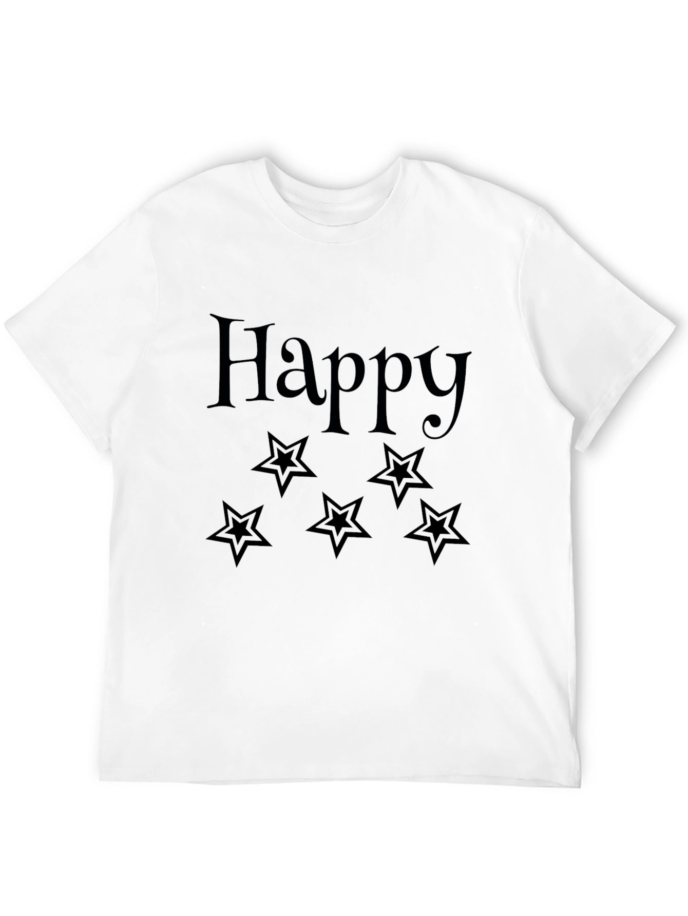 Black Happy Star Graphic Tee - Black Unisex T-Shirt view 12