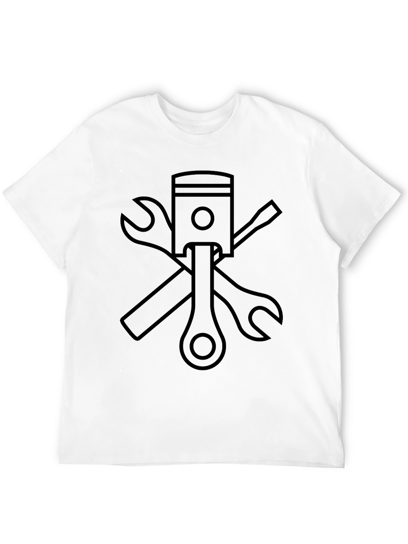 Black Black Mechanic T-Shirt with Piston & Tools Graphic view 12