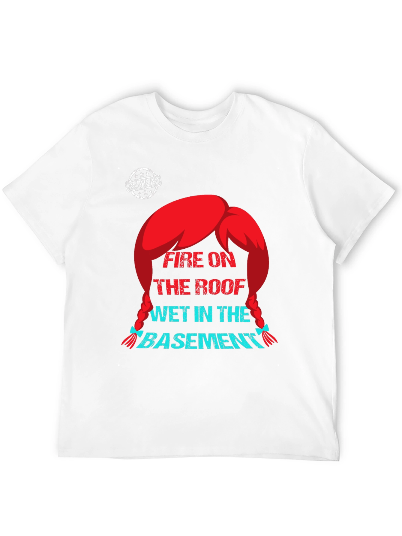 Black Redhead Fire on the Roof T-Shirt - Novelty Graphic Tee view 12