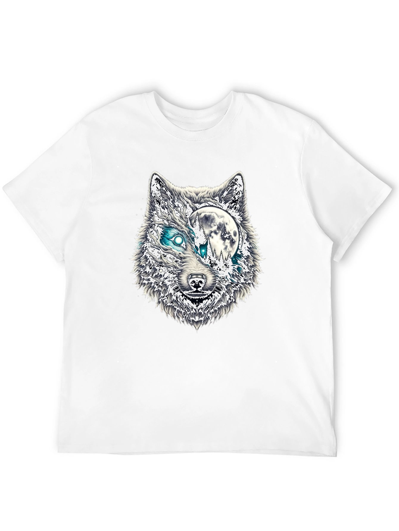 Black Wolf Moon Graphic T-Shirt - Black Cotton Blend view 12