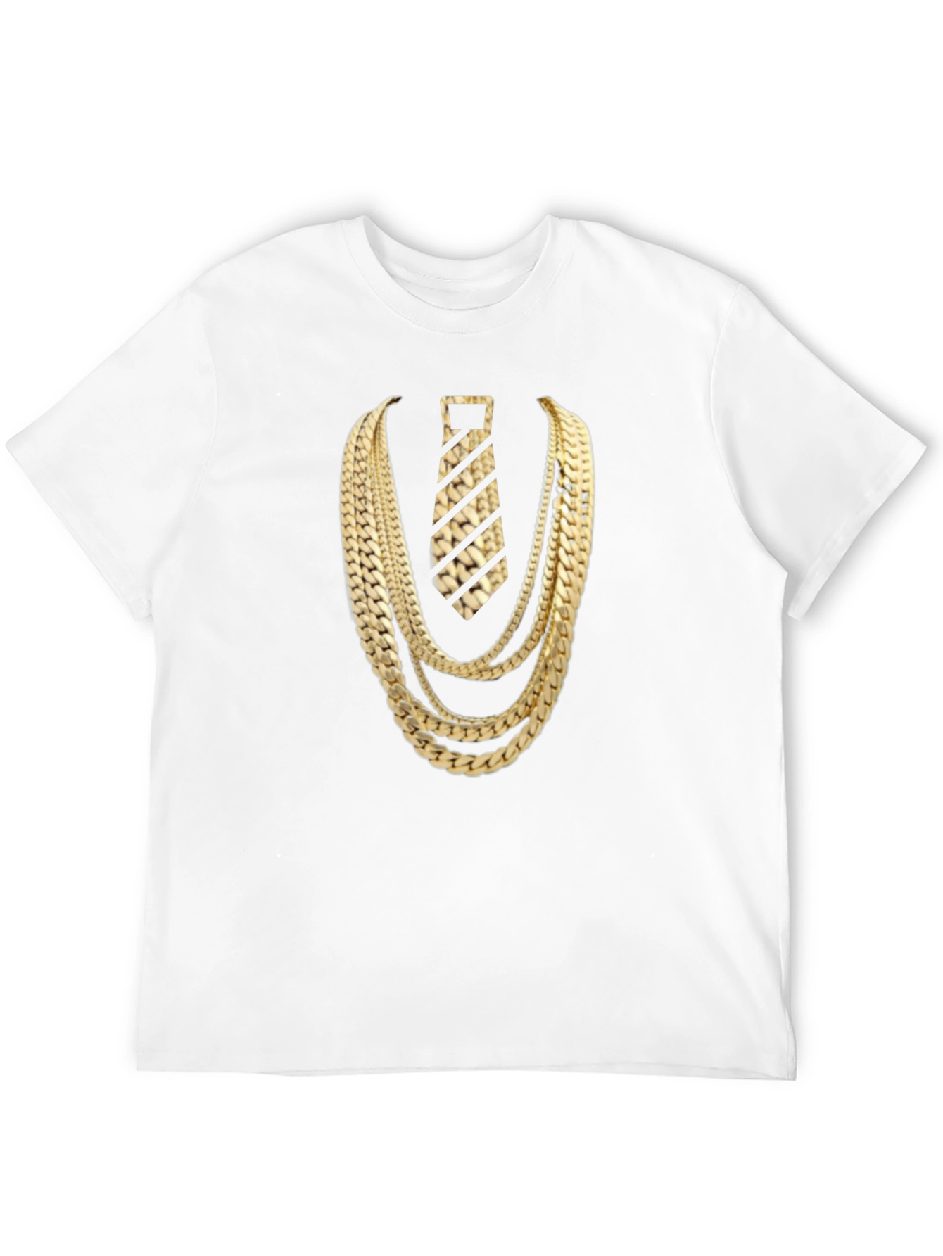 Black Gold Chains and Tie Graphic Tee - Statement Style view 12
