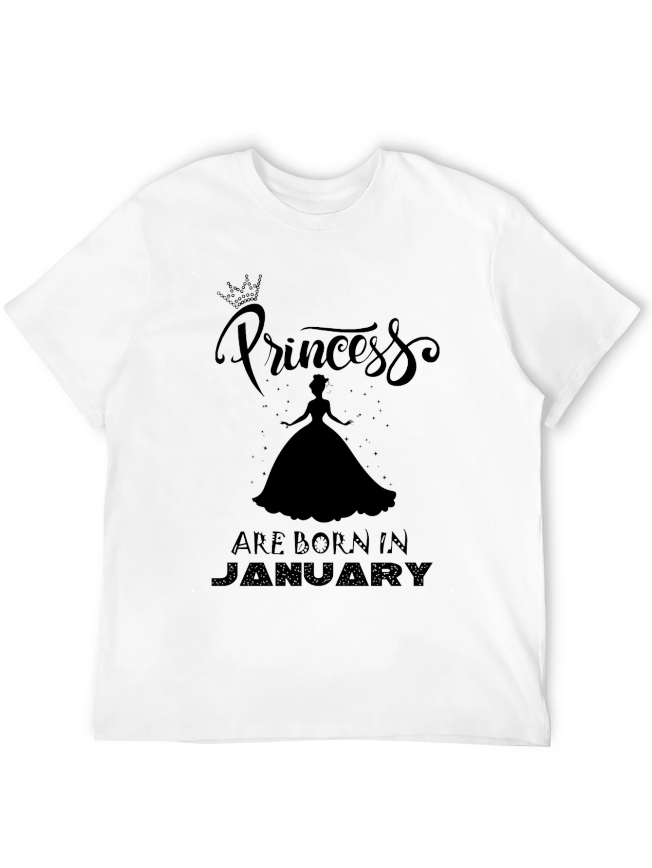 Black Princess Born in January Black T-Shirt view 12