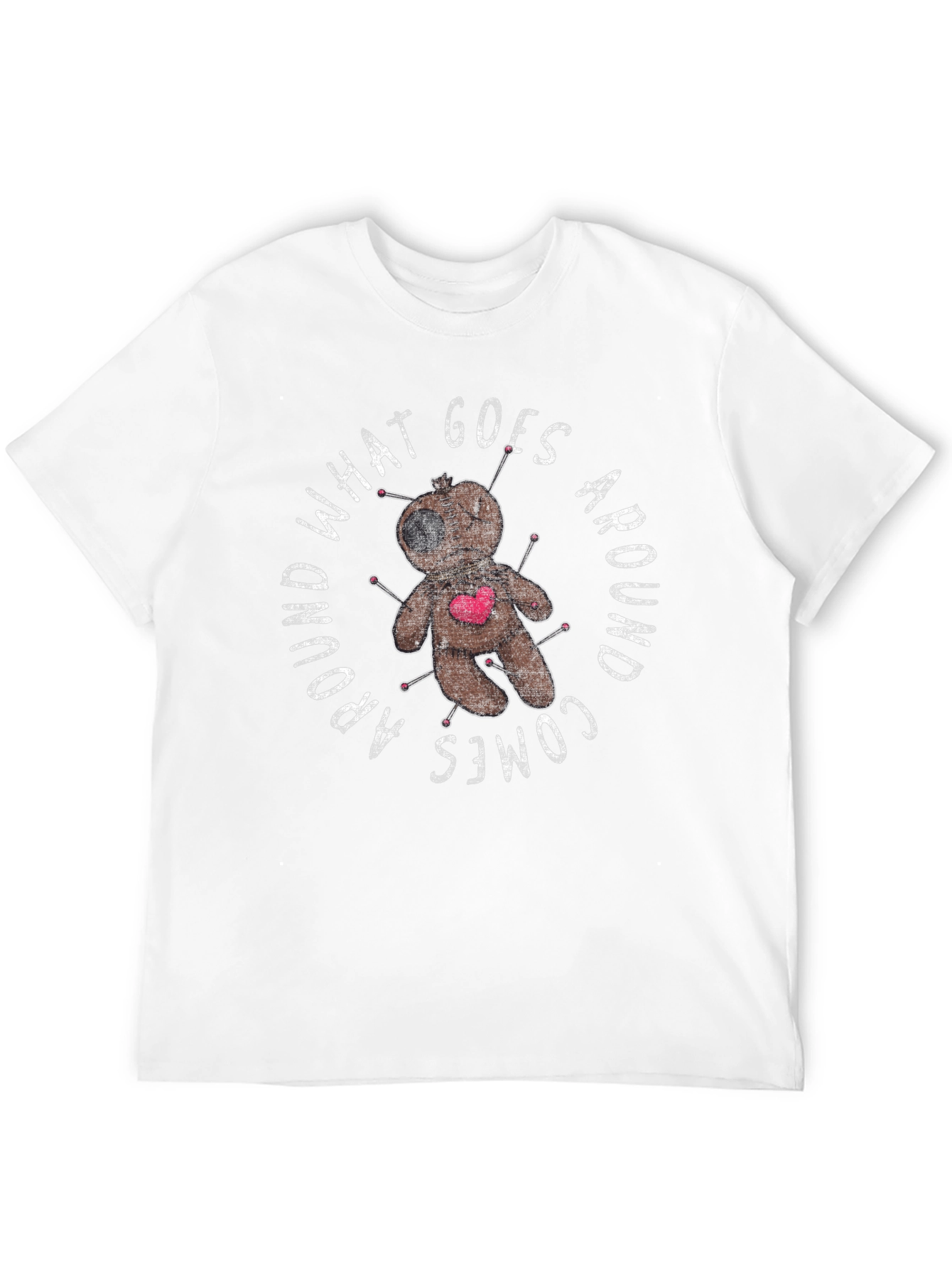 Black Voodoo Doll What Goes Around Graphic T-Shirt view 12