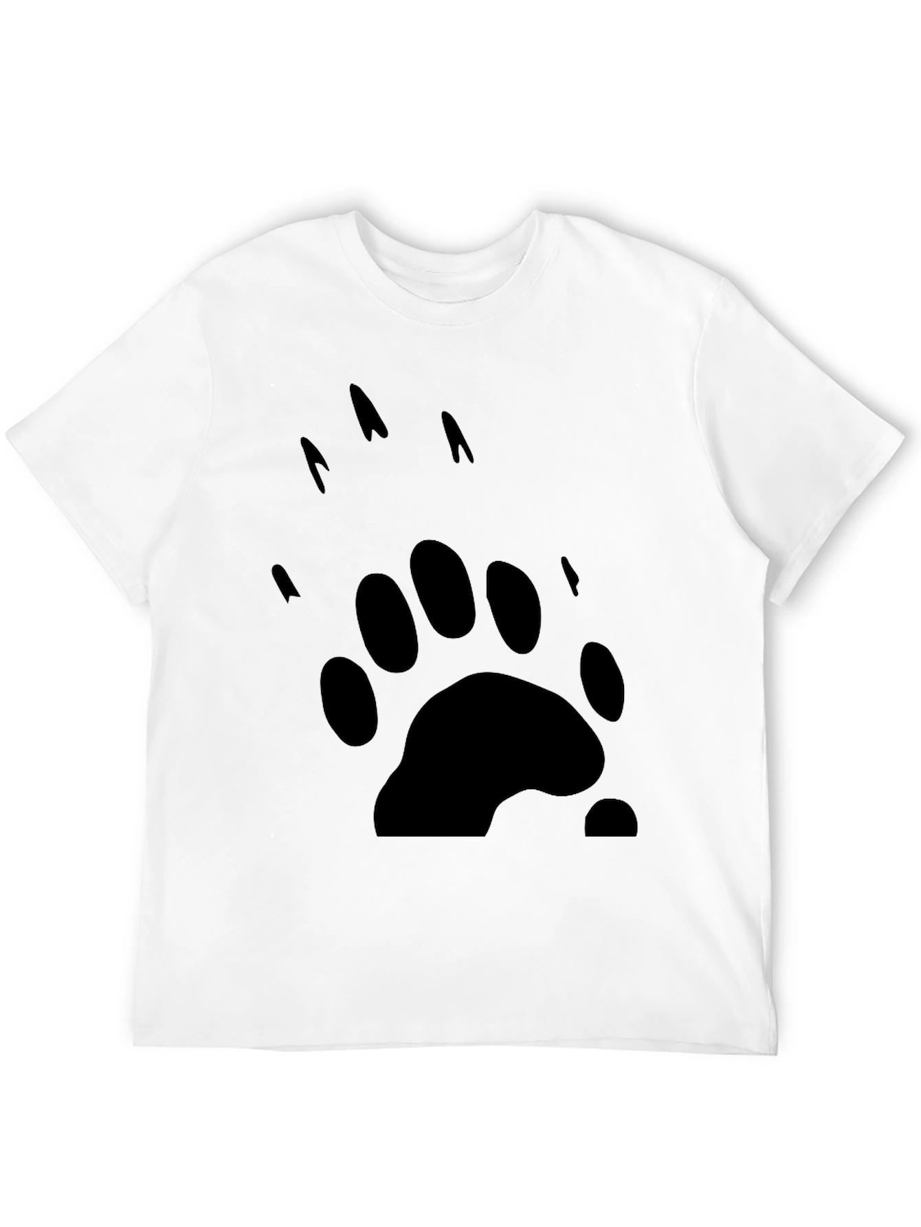 Black Bear Paw Print Graphic Tee - Black Cotton T-Shirt view 12