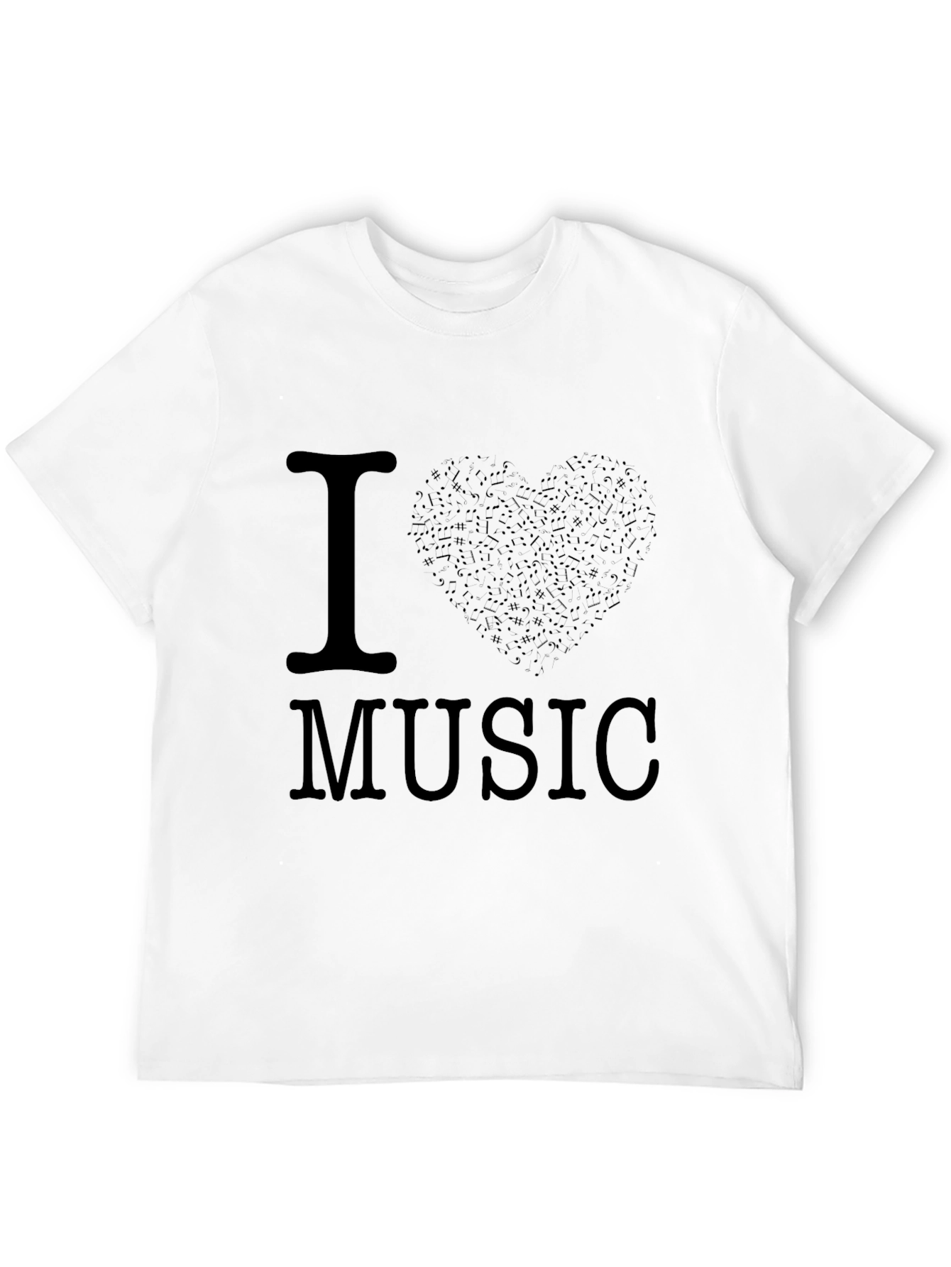 Black I Love Music Black Graphic Tee Shirt view 12