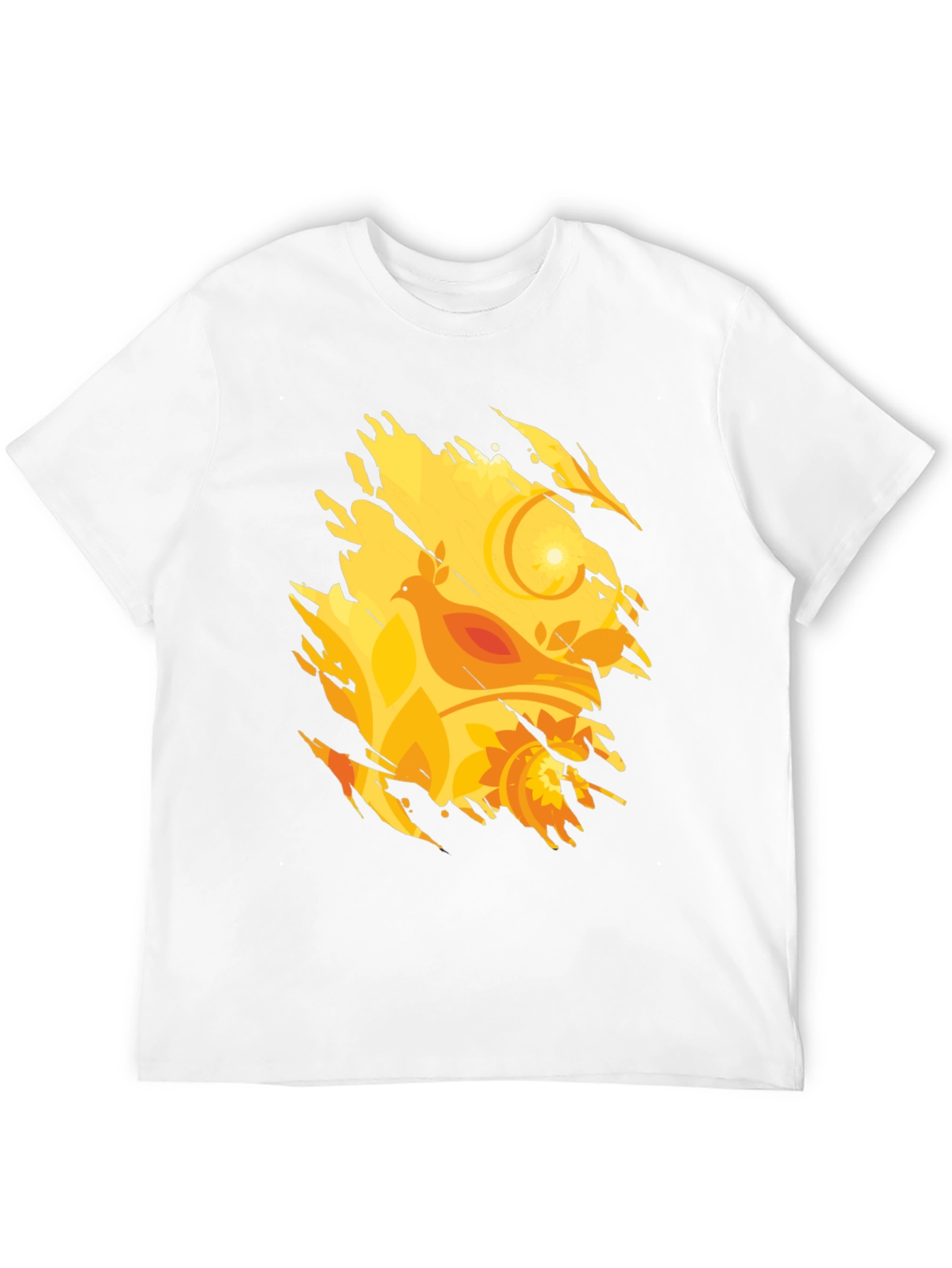 Black Abstract Bird Graphic Black T-Shirt view 12