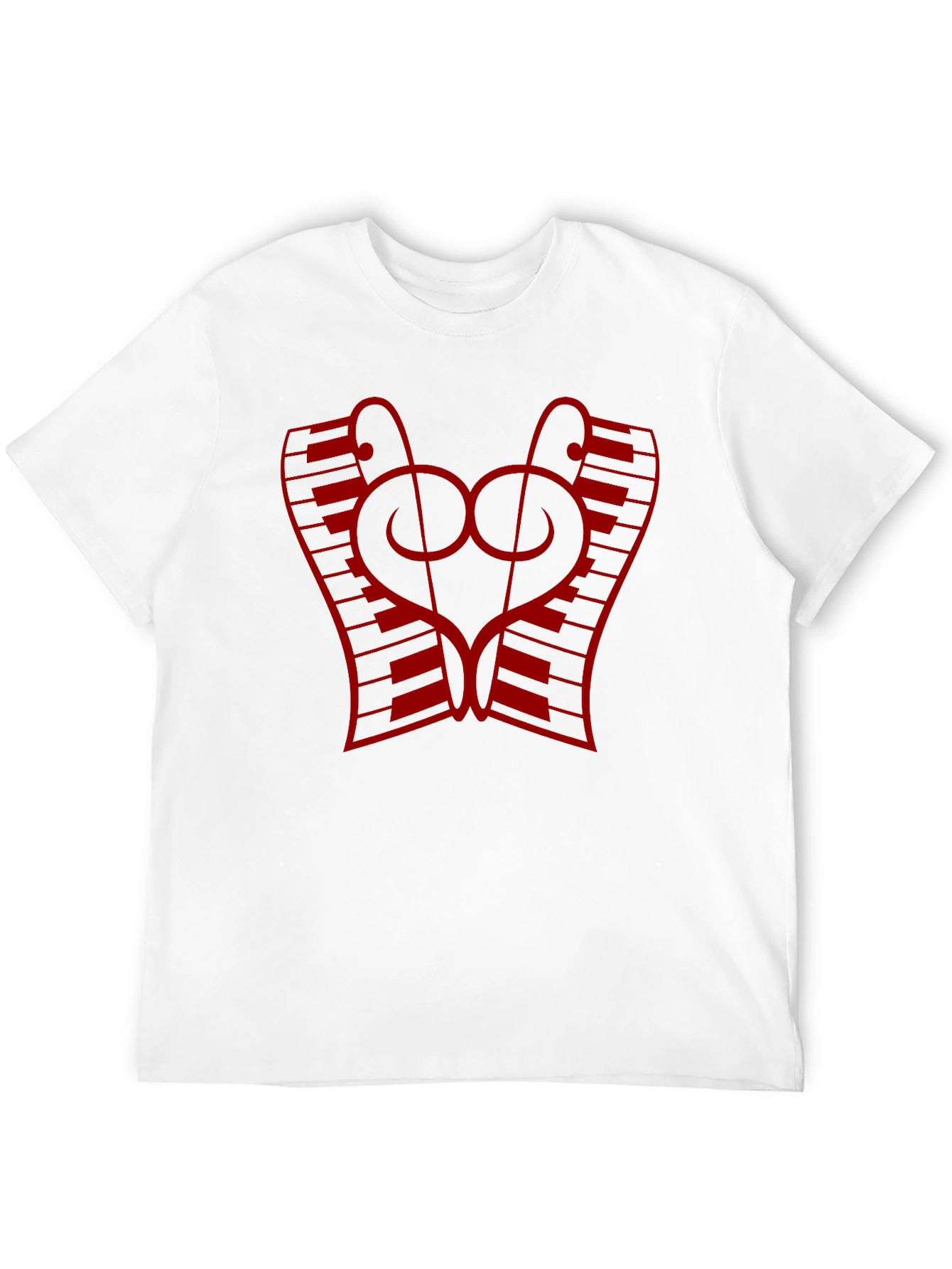 Black Musical Keyboard Heartbeat T-Shirt view 12