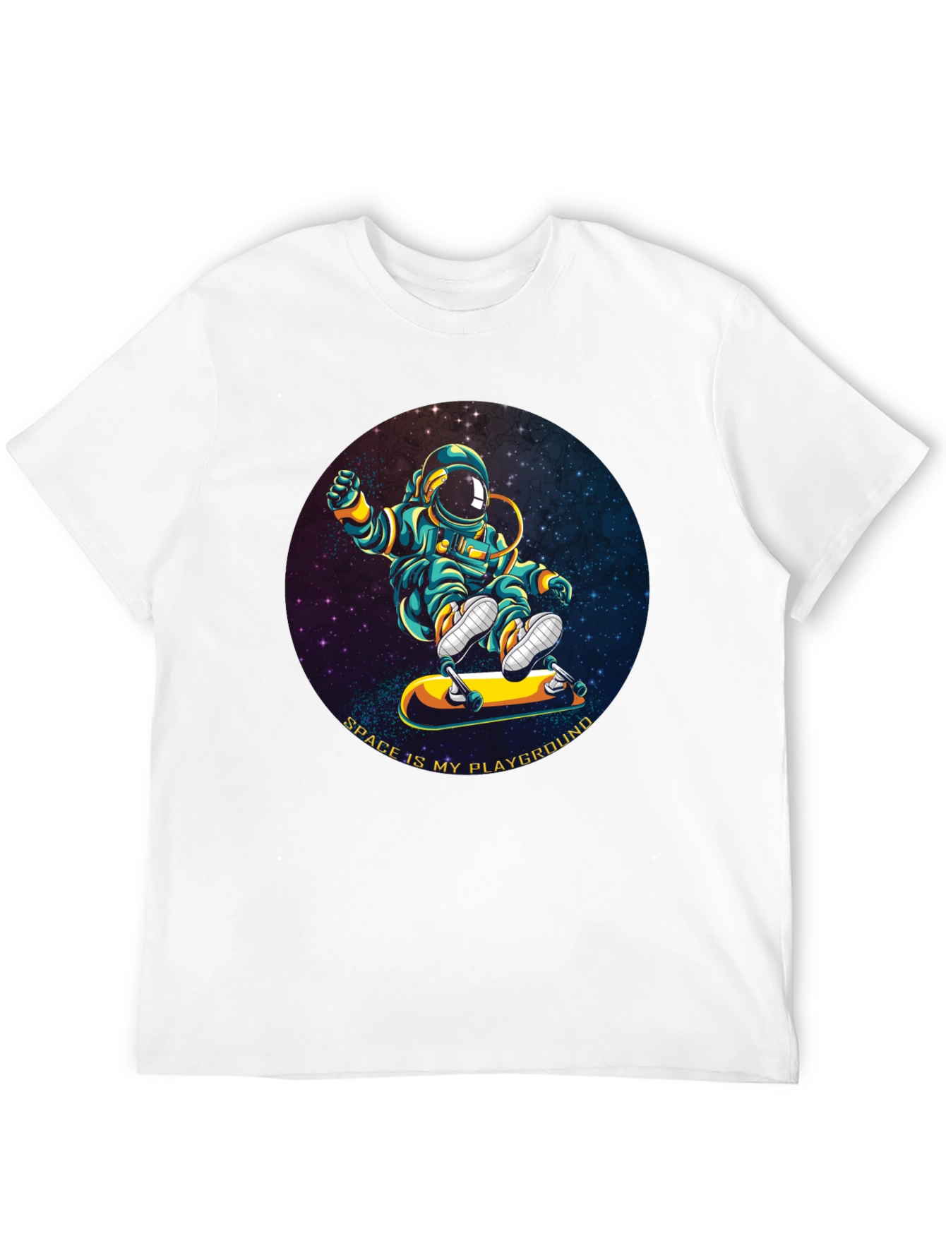 Black Astronaut Skateboarder T-Shirt - Space is My Playground view 12