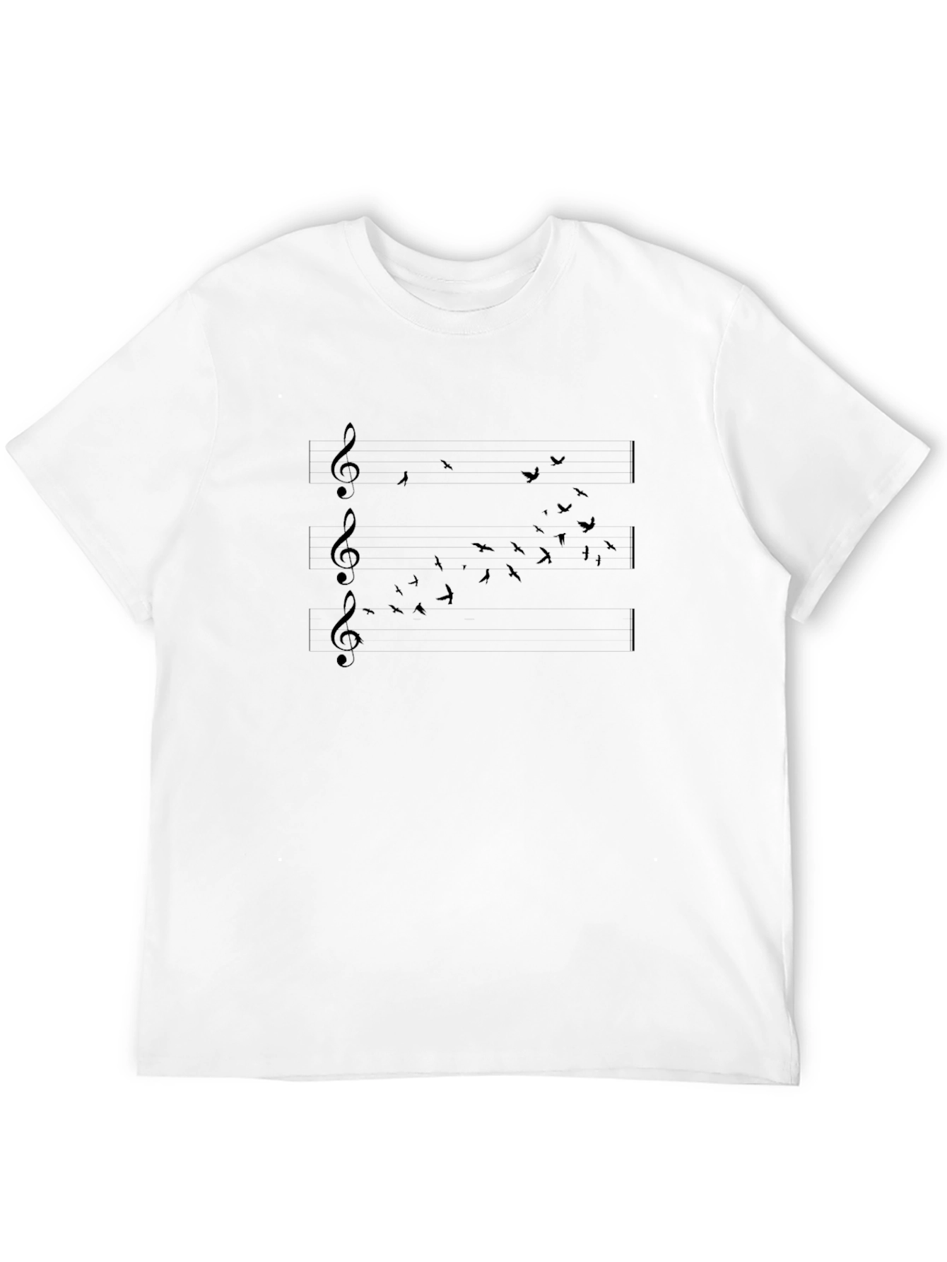 Black Music Notes & Birds Black T-Shirt view 12