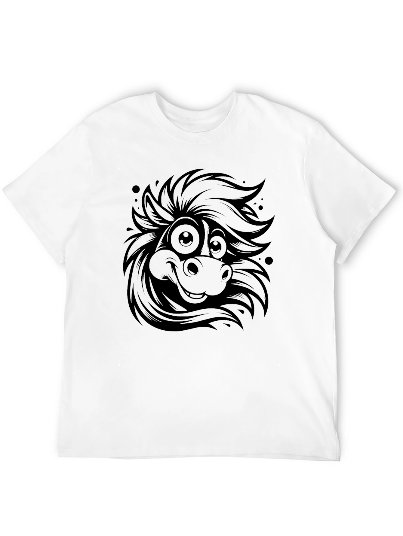 Black Cartoon Horse Graphic Tee - Black Cotton Blend view 12