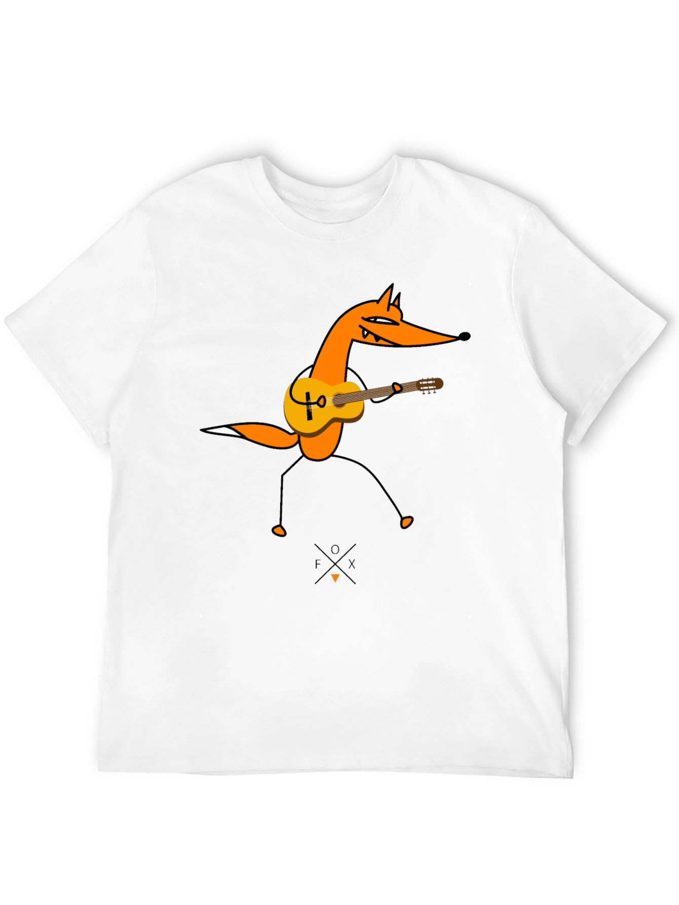 Black Guitar Fox Graphic Tee - Black Cotton T-Shirt view 12