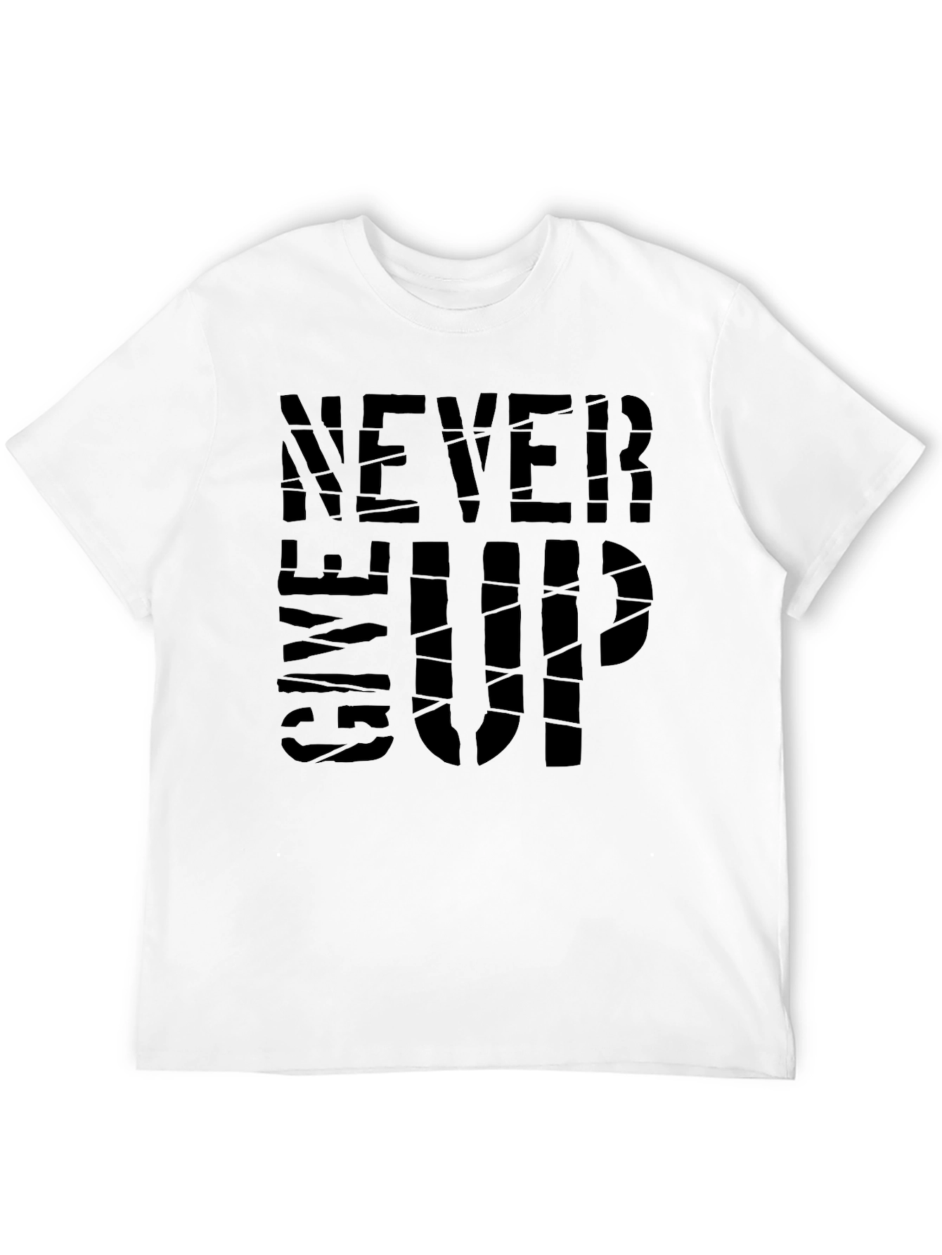 Black Never Give Up Black Graphic Tee view 12