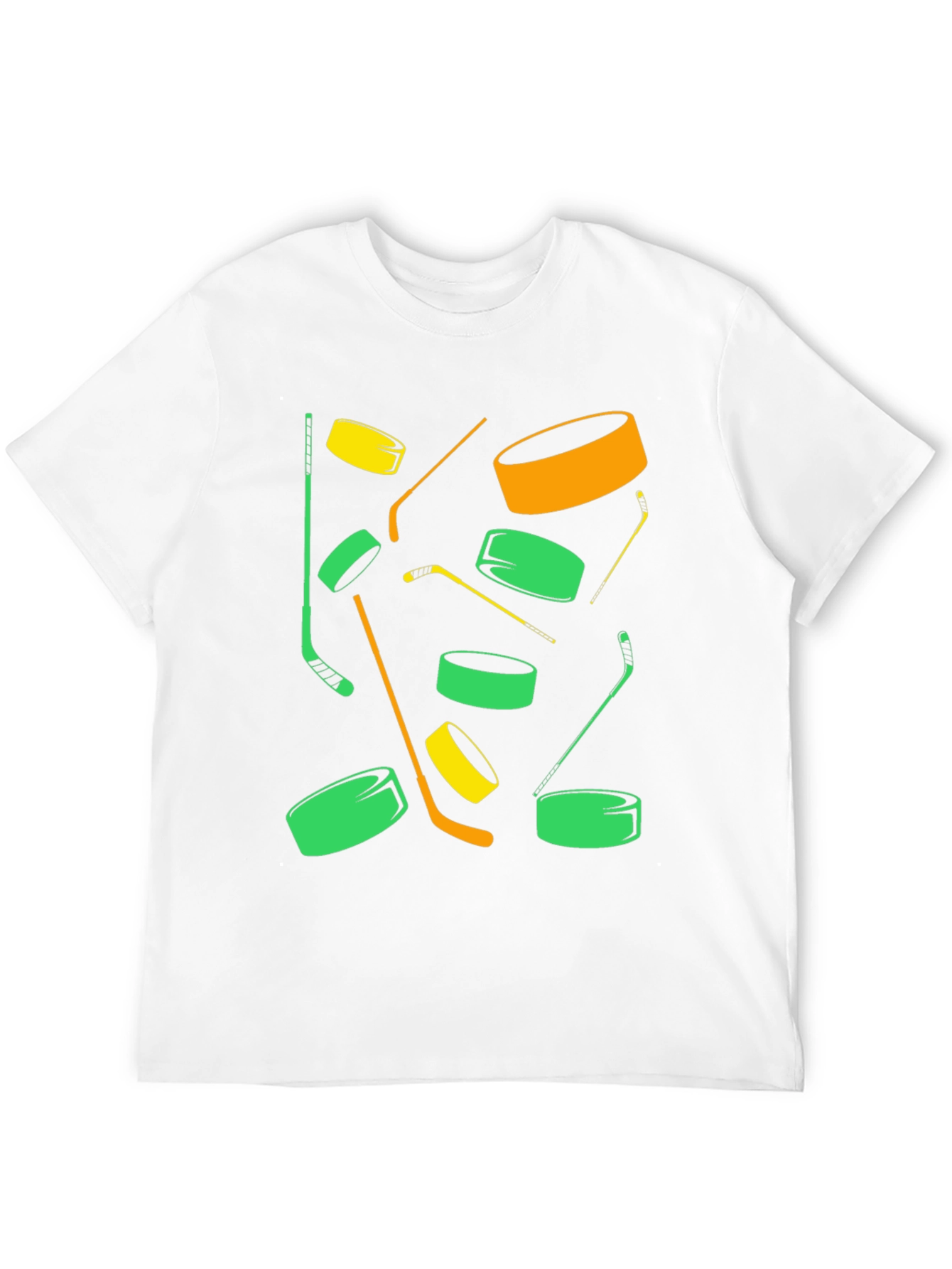 Black Hockey Puck & Stick Graphic Tee - Cool Sportswear view 12