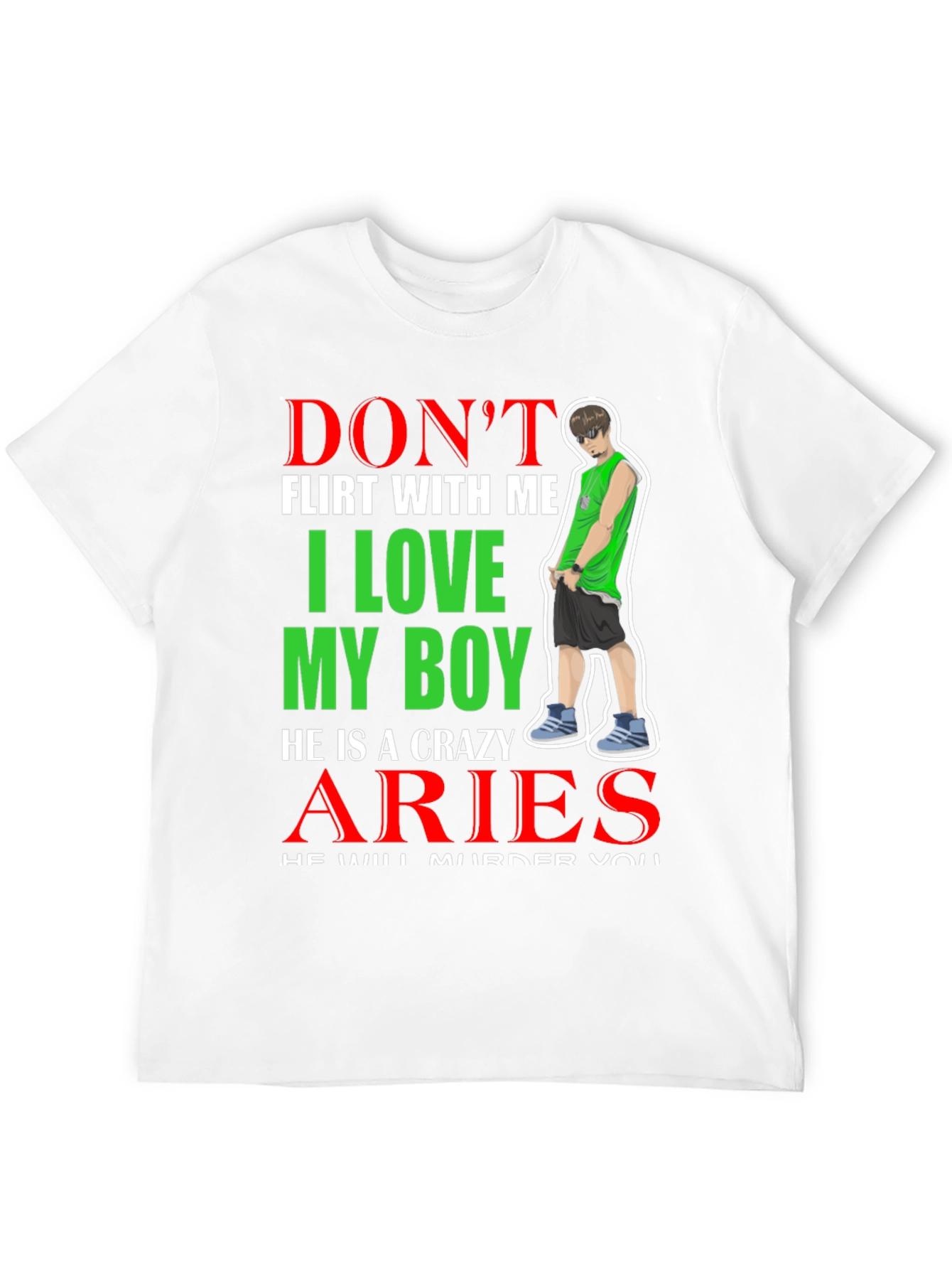 Black Don't Flirt With Me Aries Boy T-Shirt view 12