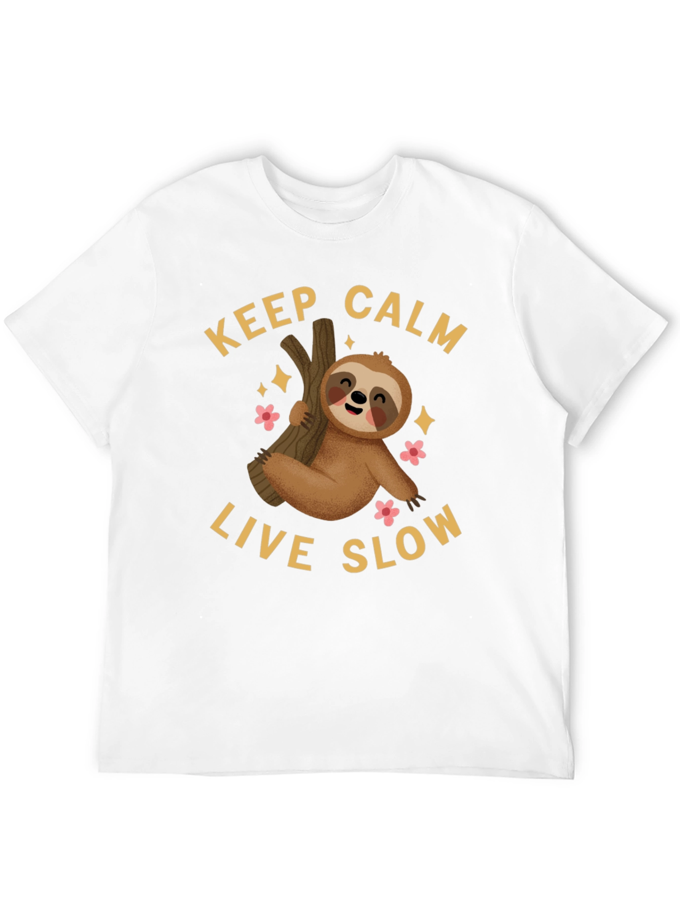 Black Keep Calm Live Slow Sloth Graphic Tee view 12