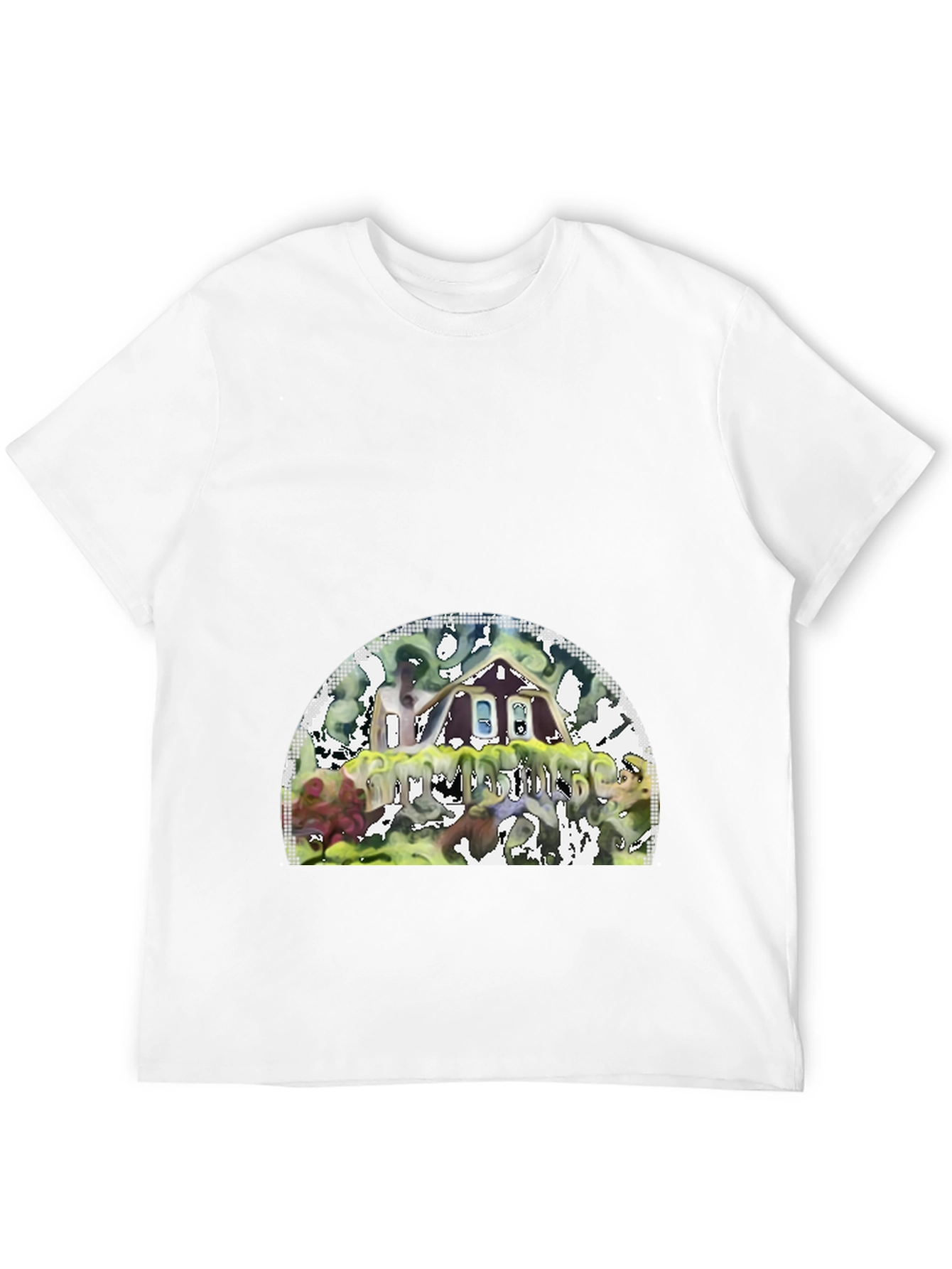Black Unique Graphic T-Shirt - Abstract House Design view 12