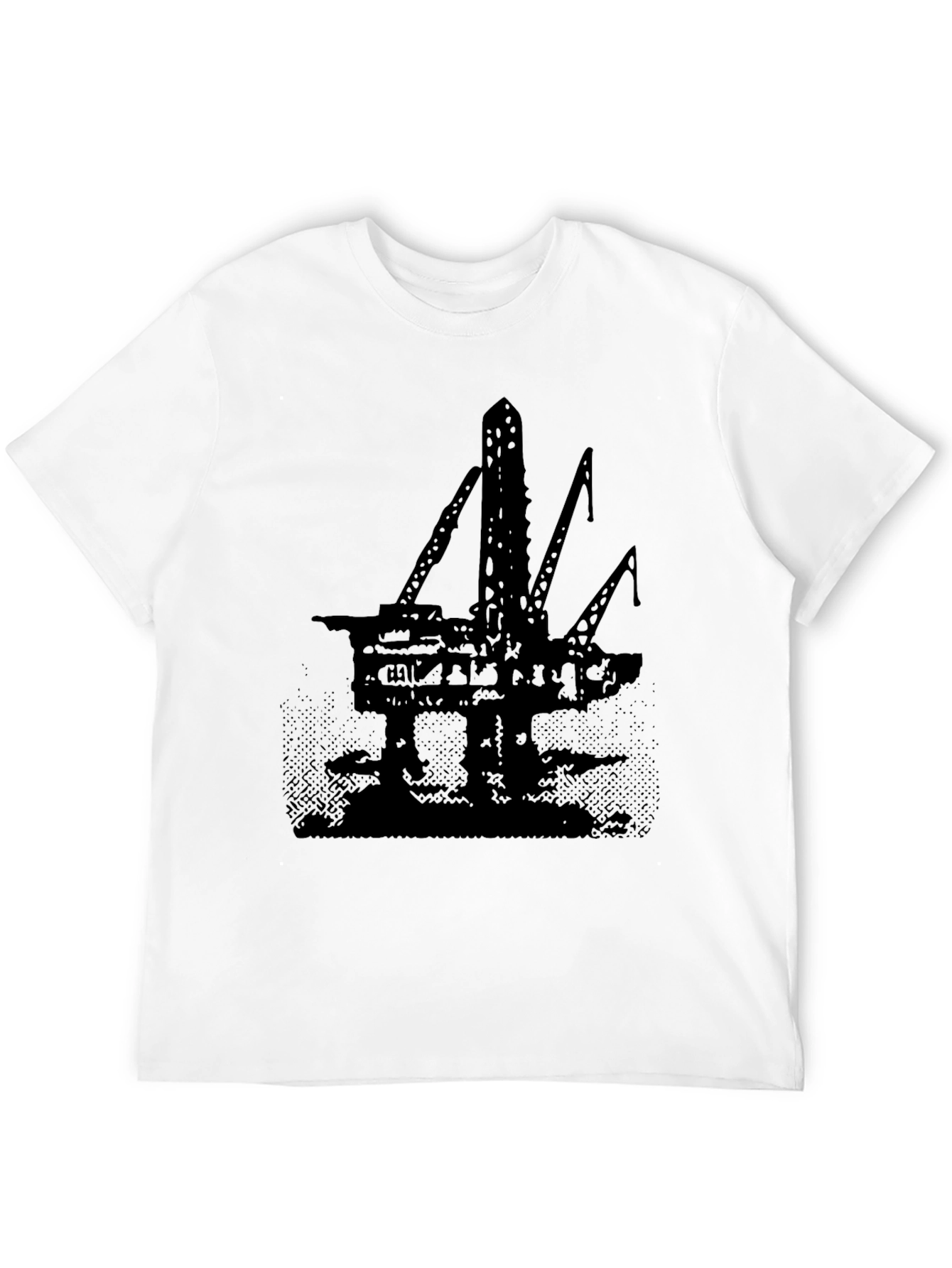 Black Oil Rig Graphic Tee - Black Cotton T-Shirt view 12