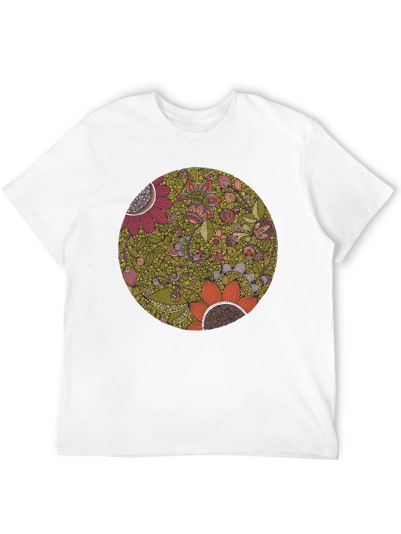 Black Floral Print Men's Black T-Shirt view 12