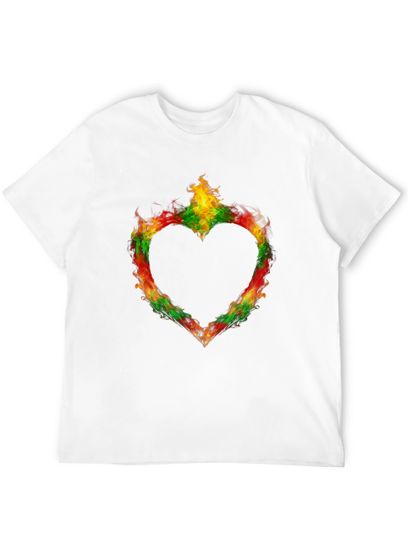 Black Fiery Heart Graphic Black T-Shirt view 12